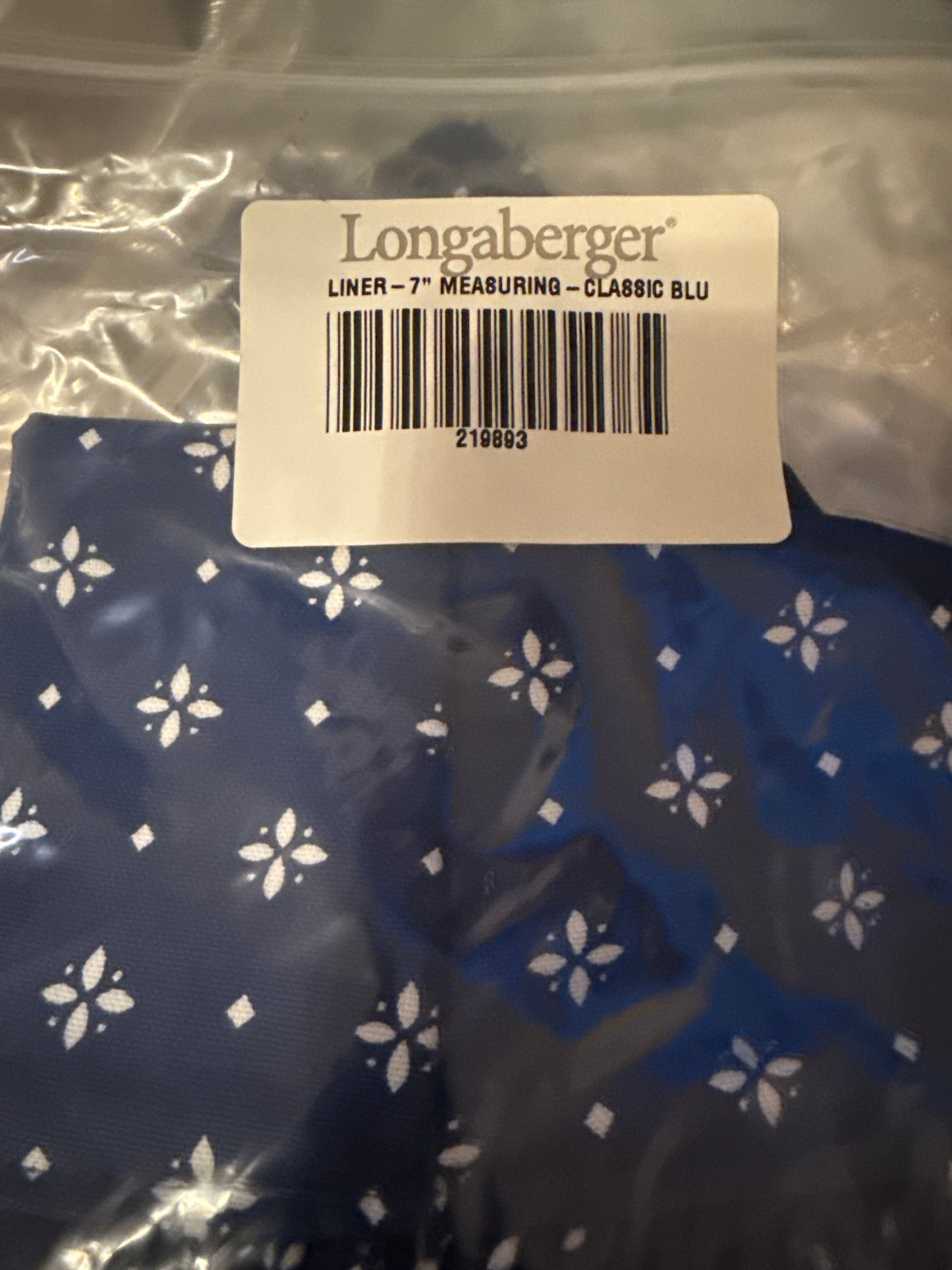 Longaberger 7” measuring liner in classic blue