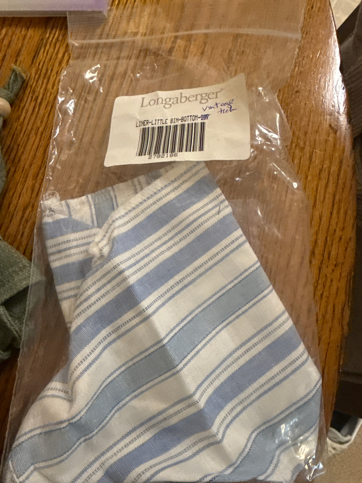Longaberger little bin bottom liner in vintage tick