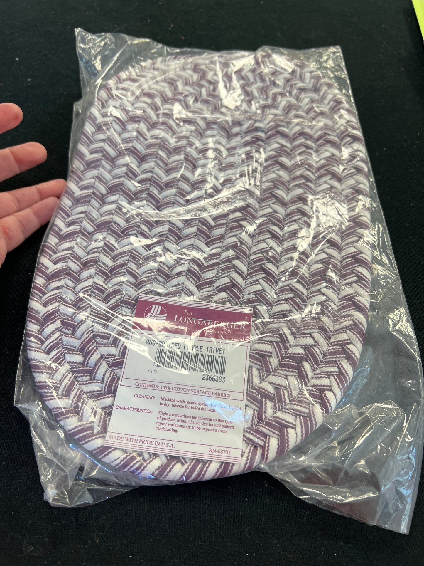 Longaberger braided purple trivet
