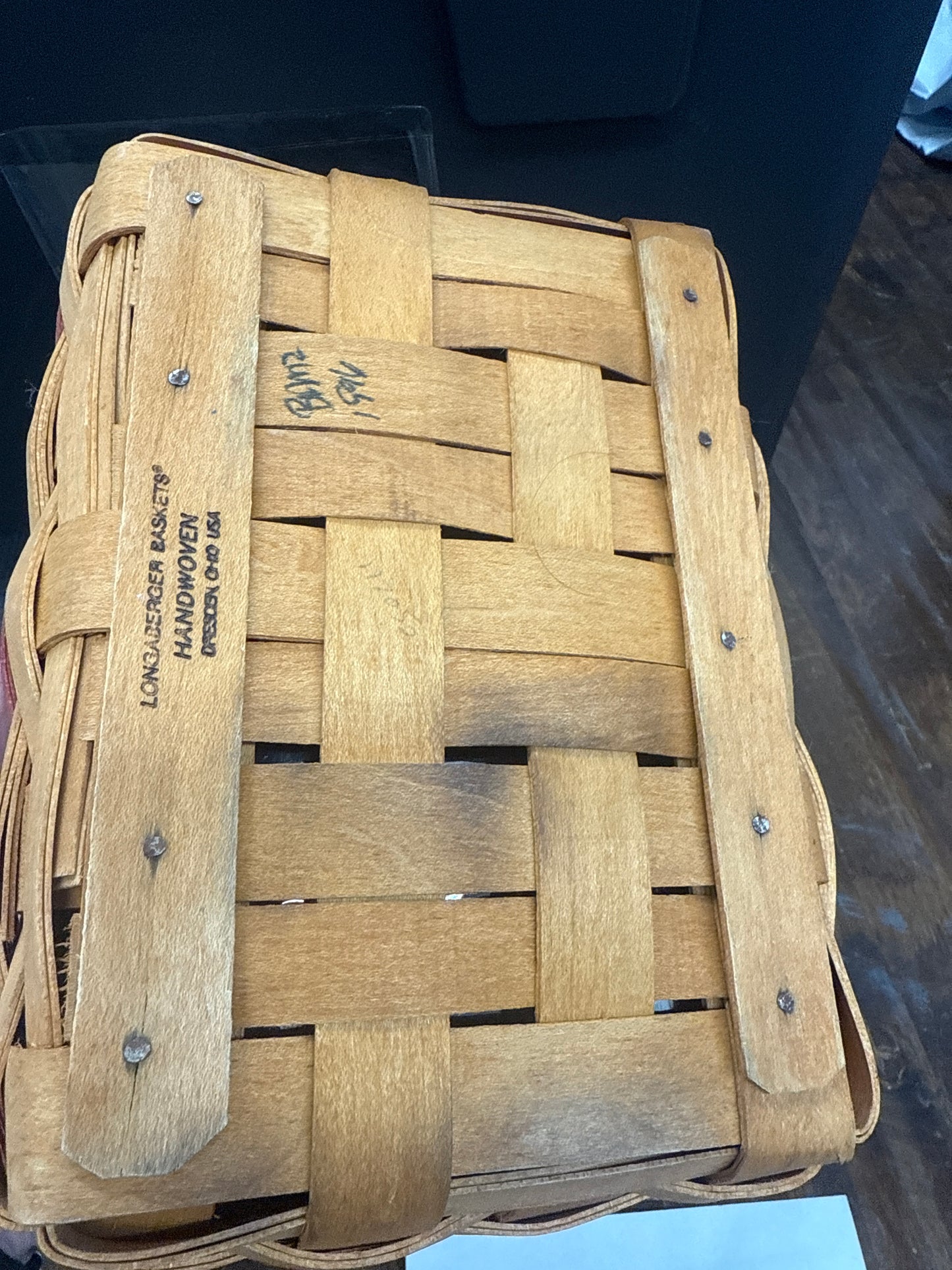 Longaberger address basket with protector and lid