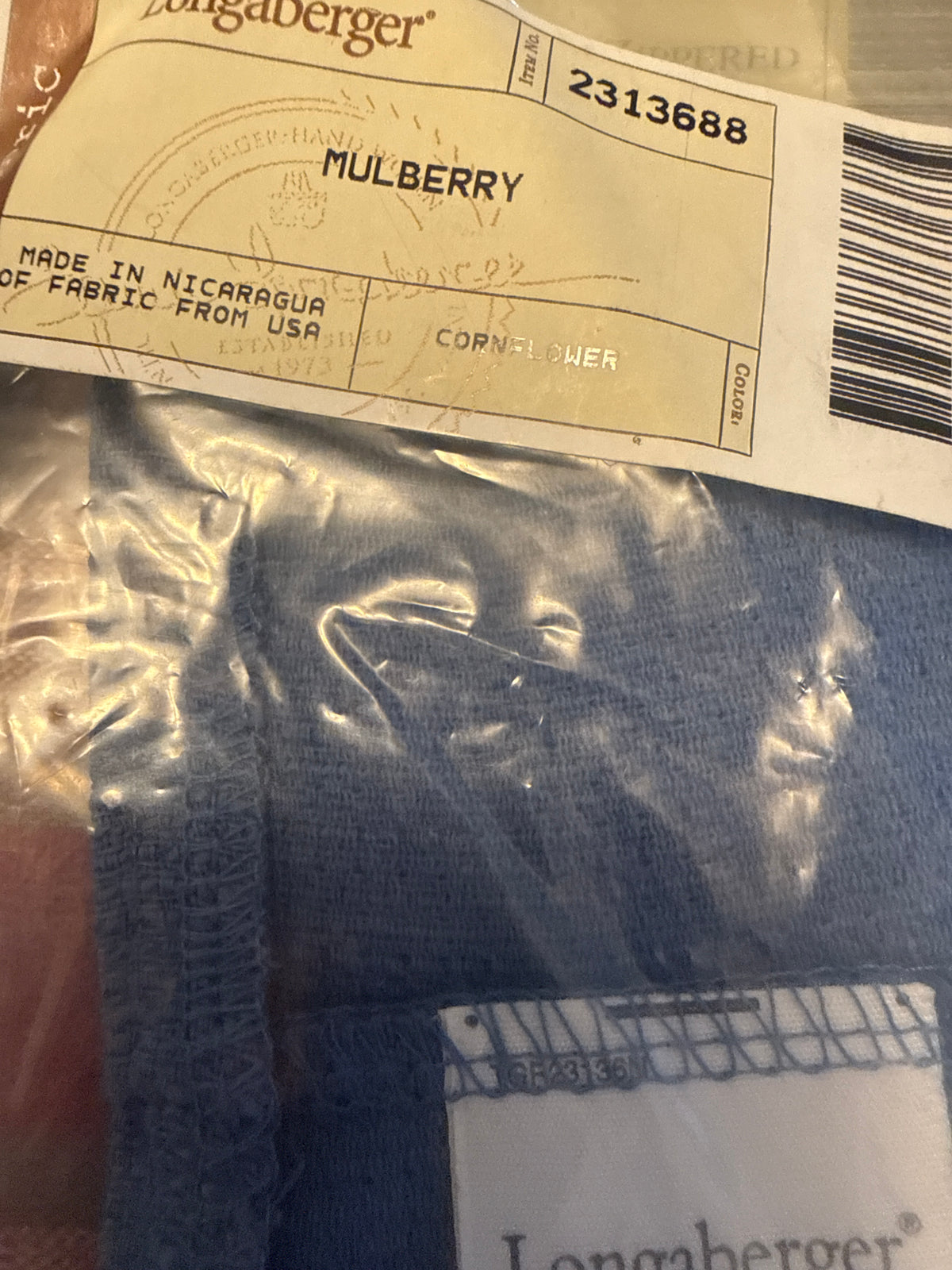 Longaberger mulberry liner in cornflower