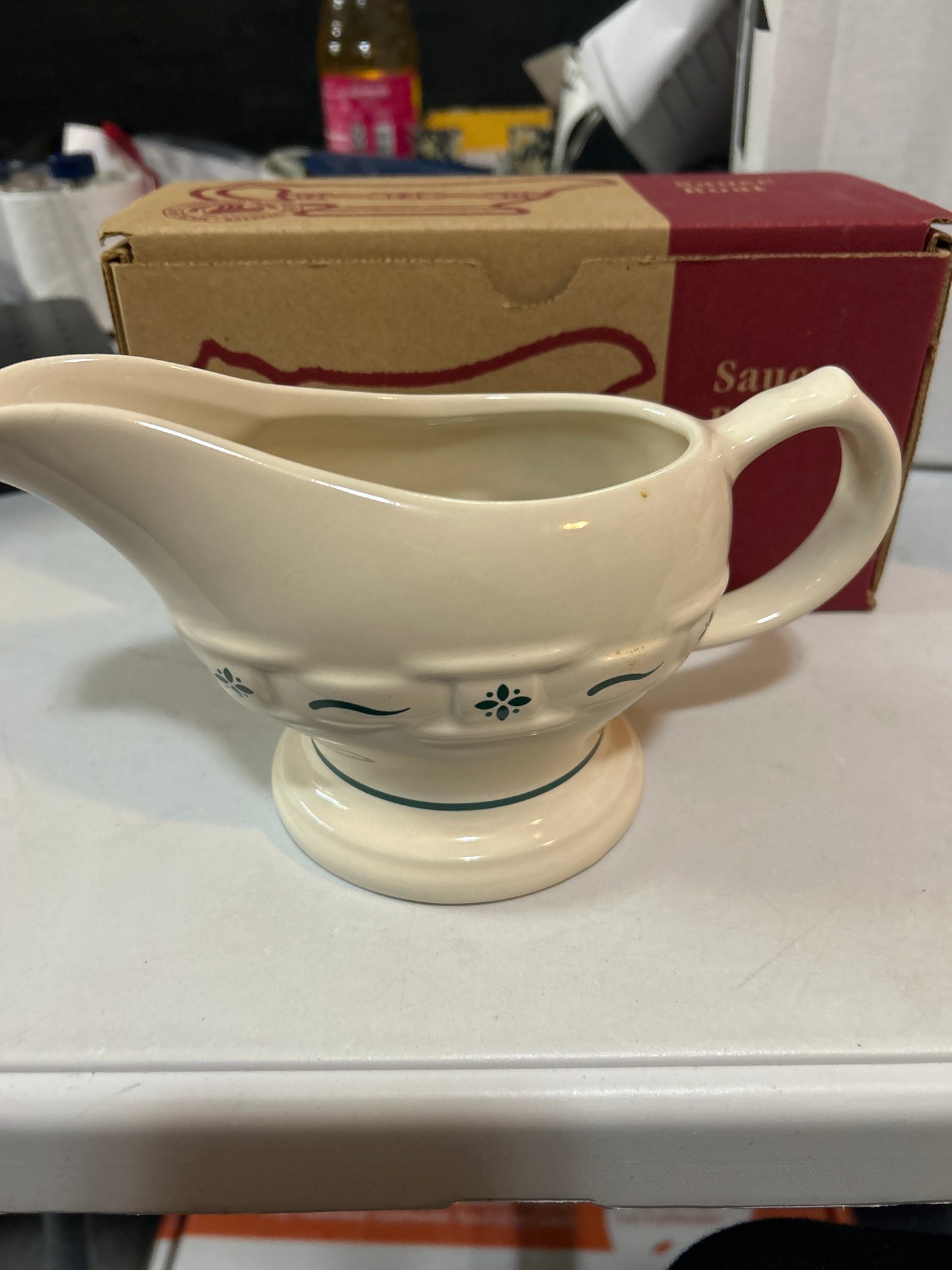 Longarberger sauce boat in heritage green