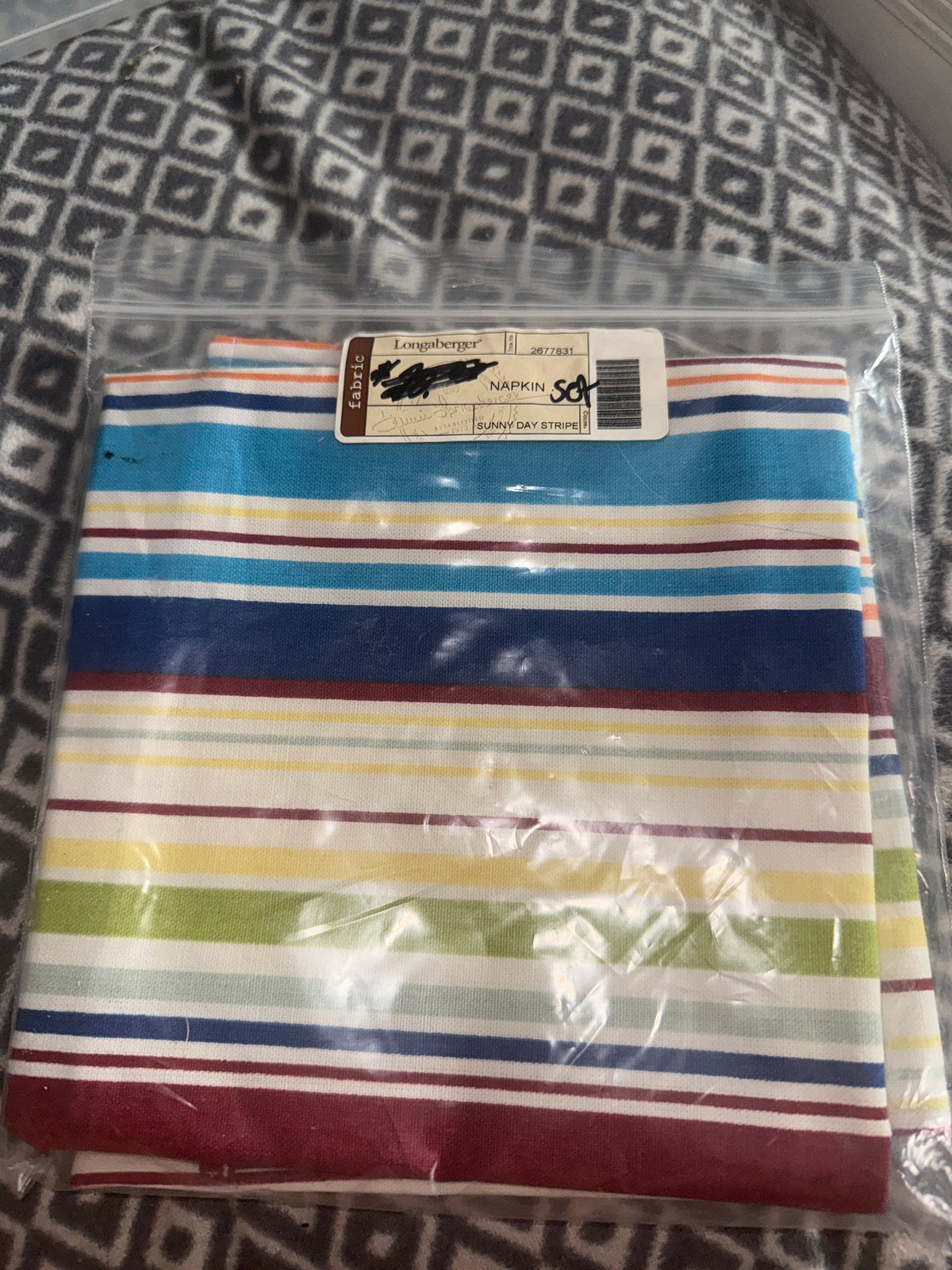 Longaberger Napkin Set in Sunny Day Stripe