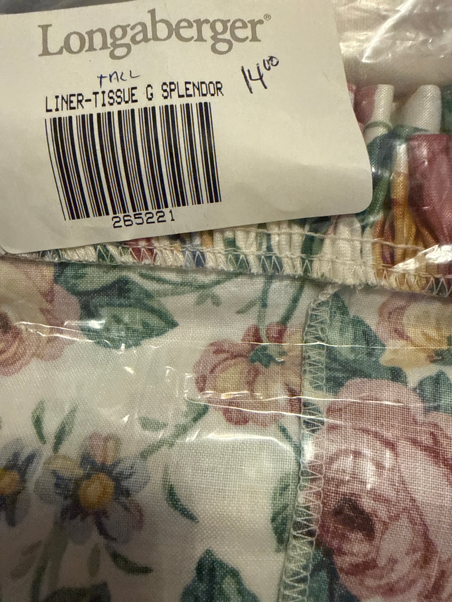 Longaberger tall tissue liner in garden splendor
