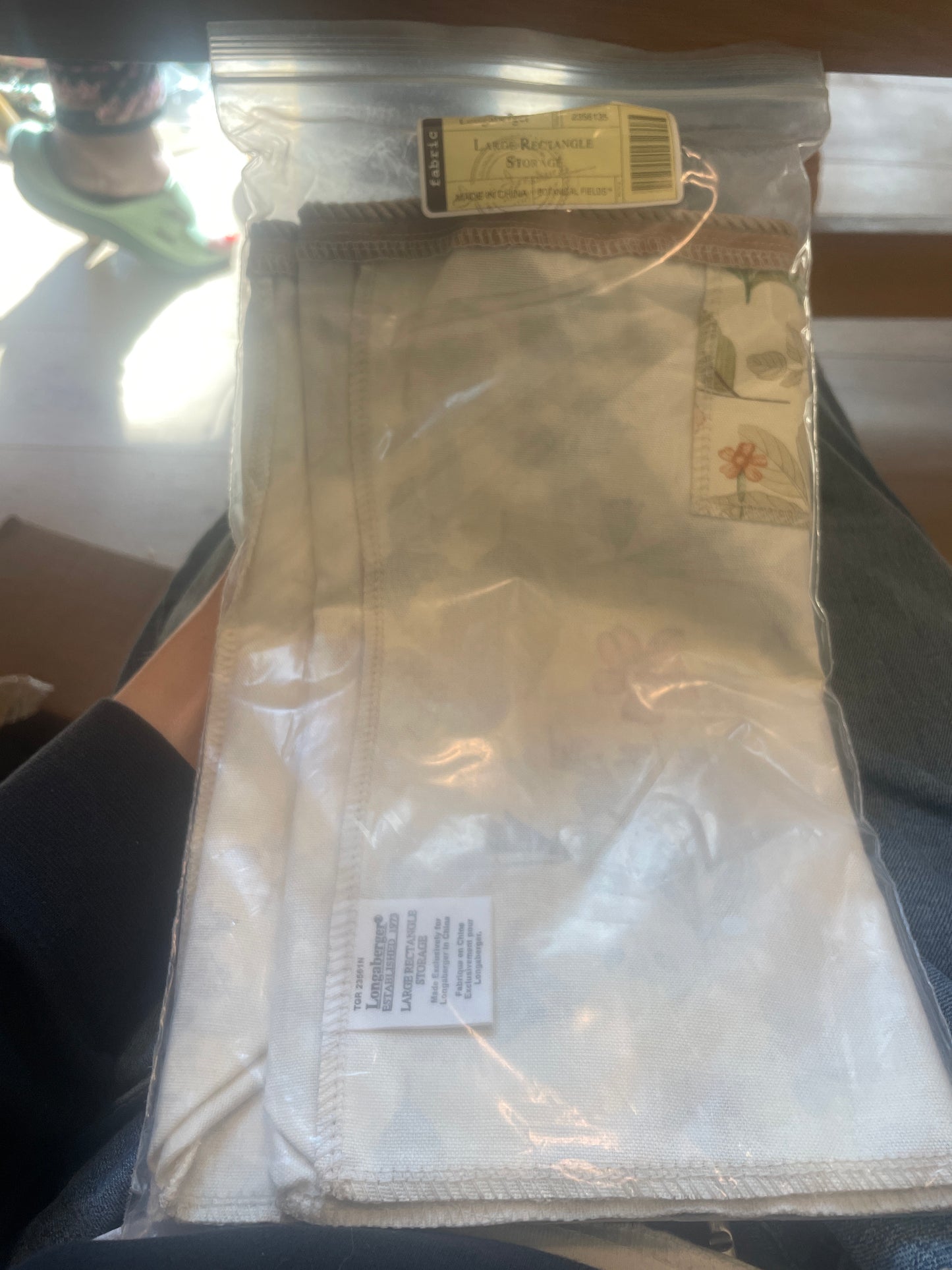 Longaberger Large rectangle storage liner In botanical fields