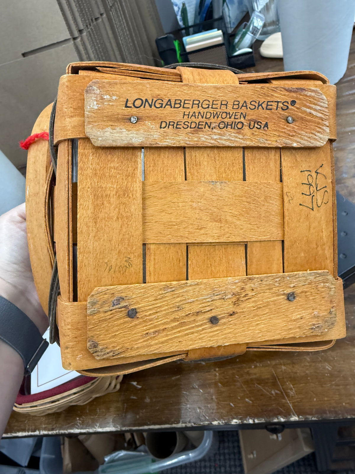 Longaberger tall heartland peg basket with protector