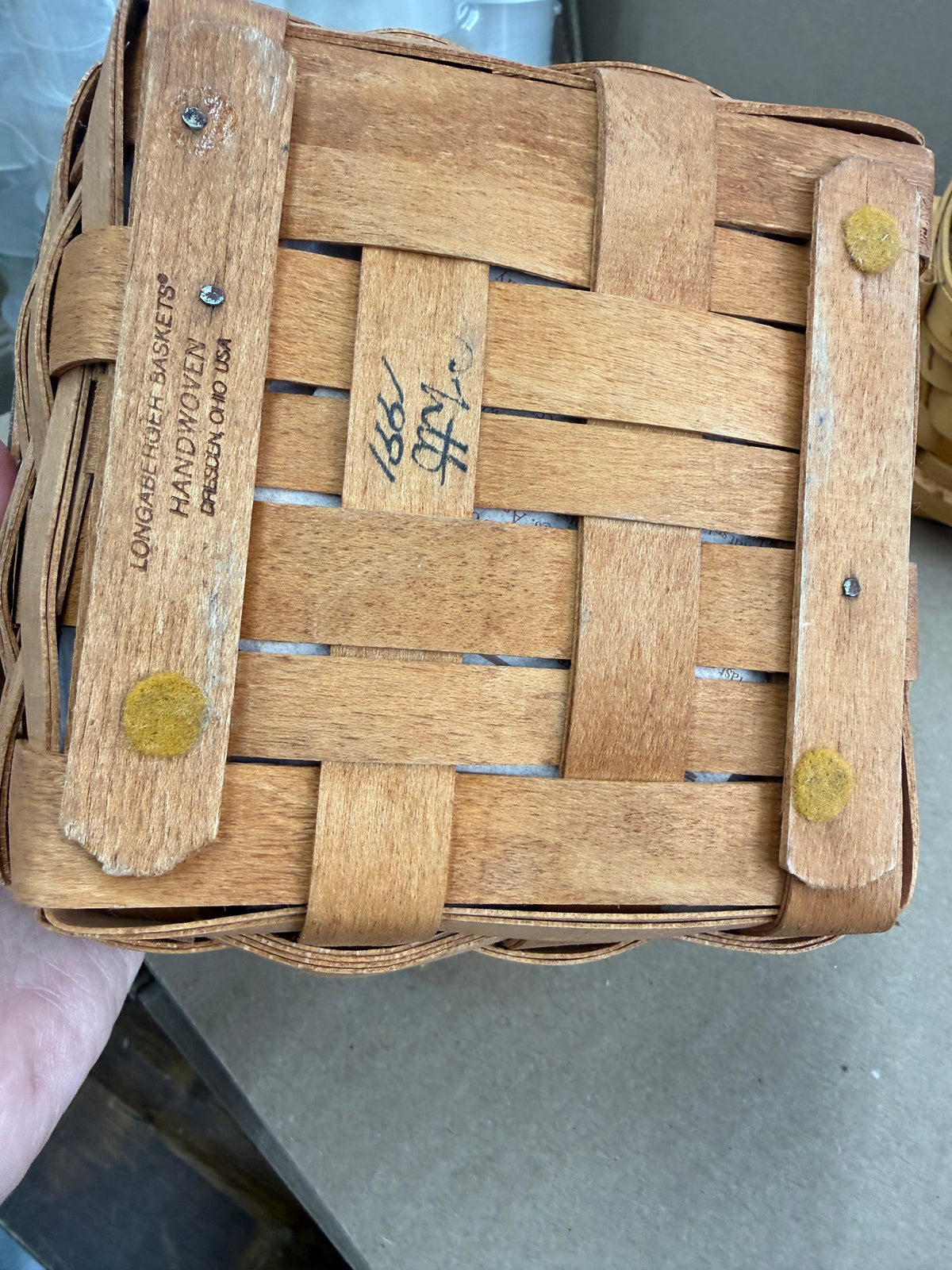 Longaberger Father’s Day spare change basket with liner and protector