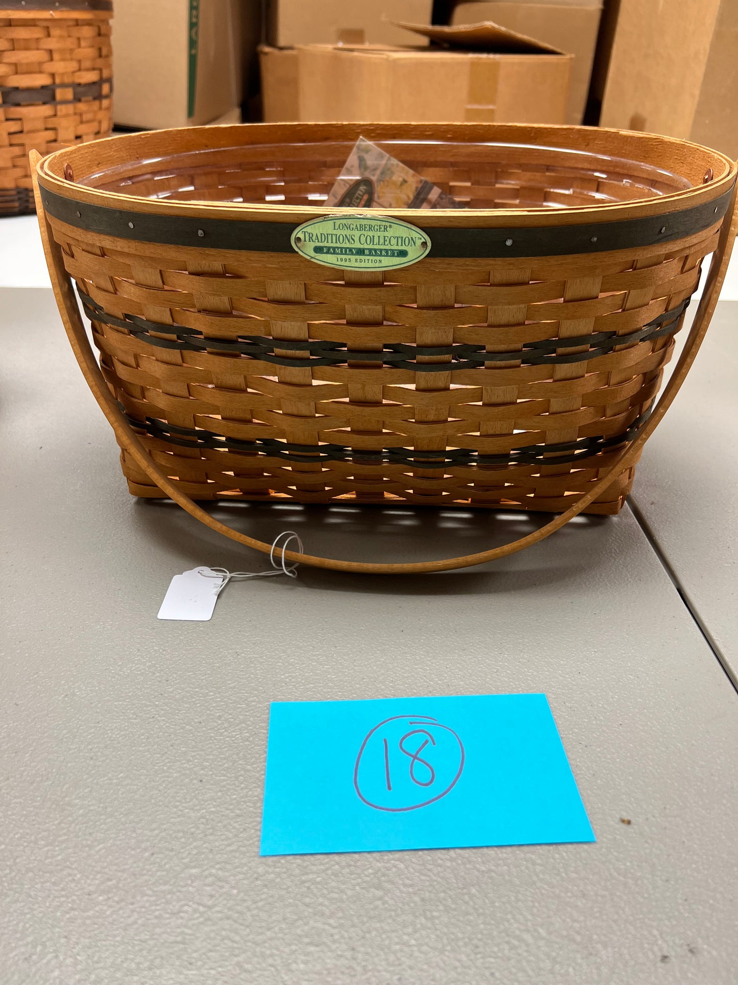 Longaberger Traditions Collection Family Basket 1995 Edition with Protector