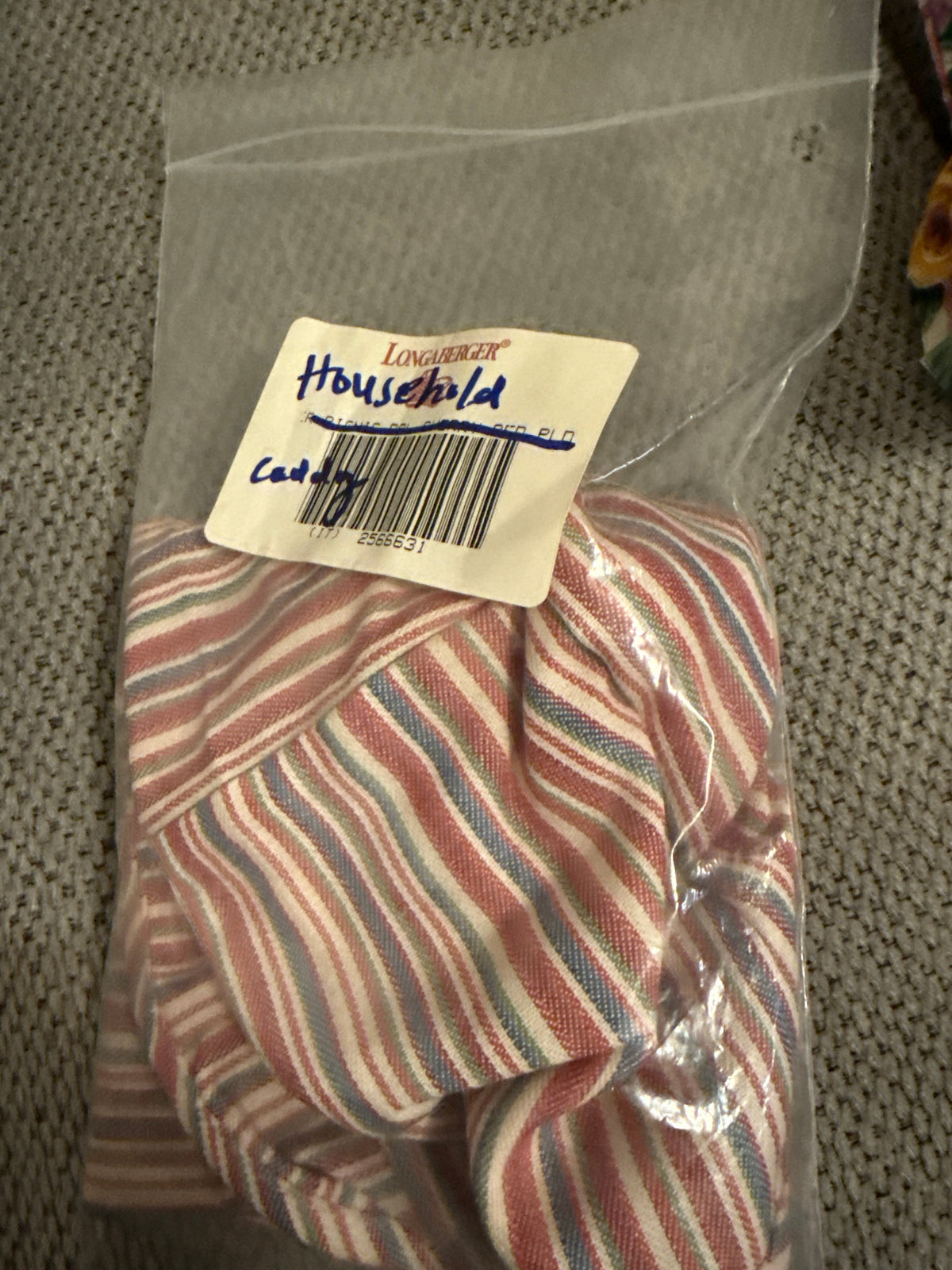 Longaberger household caddy liner in market stripe