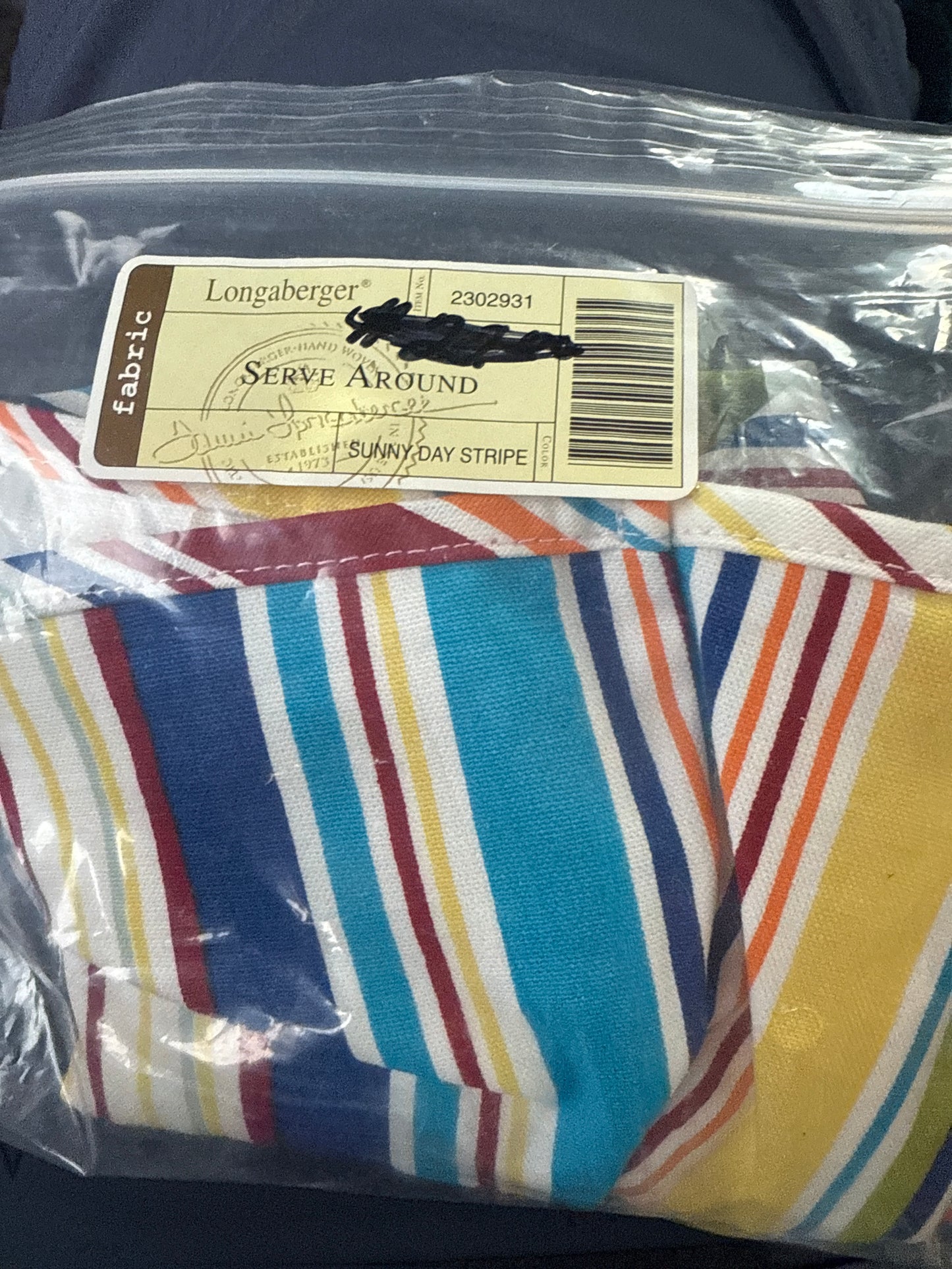 Longaberger Liner Serve Around in Sunny Day Stripe