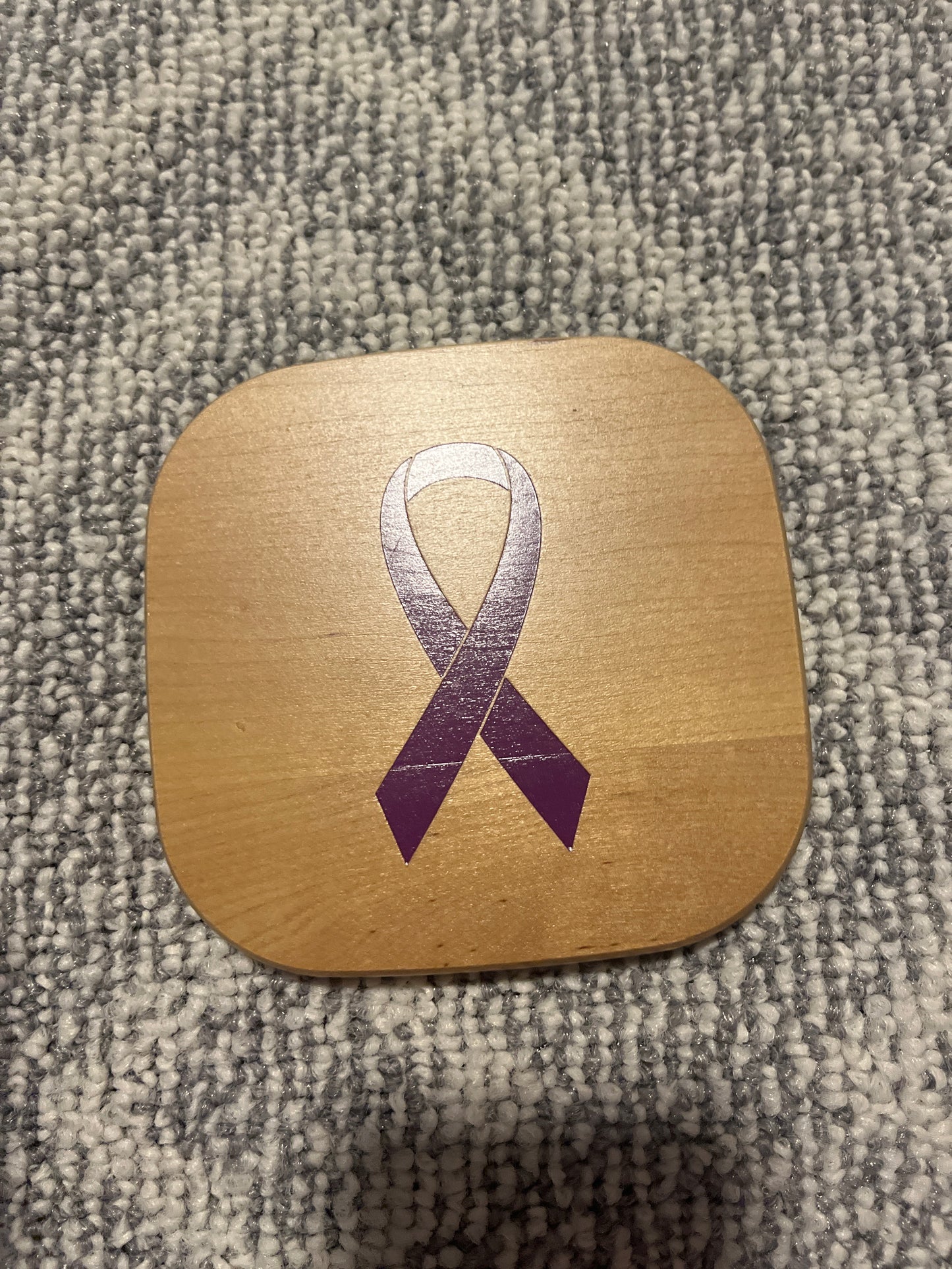Longaberger purple ribbon lid 5”