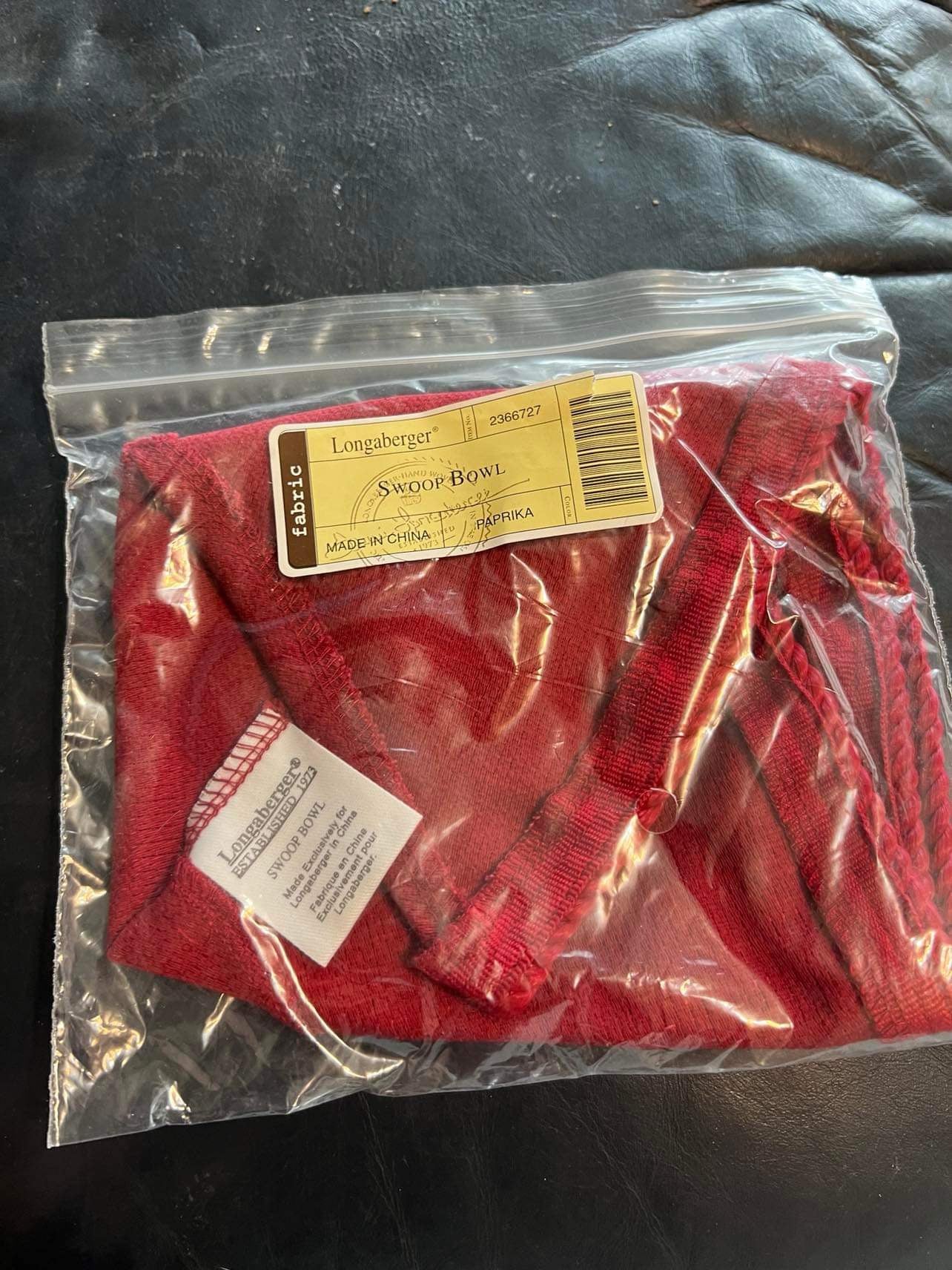 Longaberger Swoop Bowl Liner in Paprika