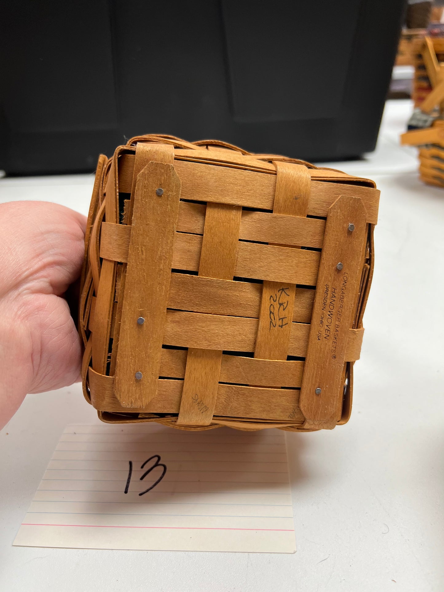 Longaberger tarragon basket with lid & protector