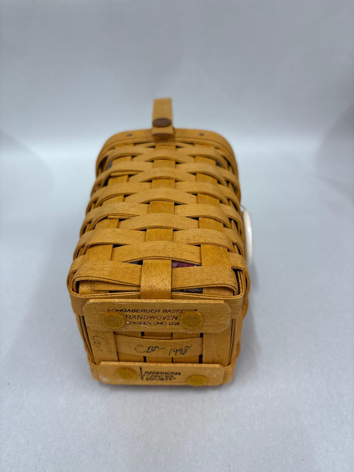 Longaberger 1998 Horizon of Hope Basket with Liner, Protector and Tie on
