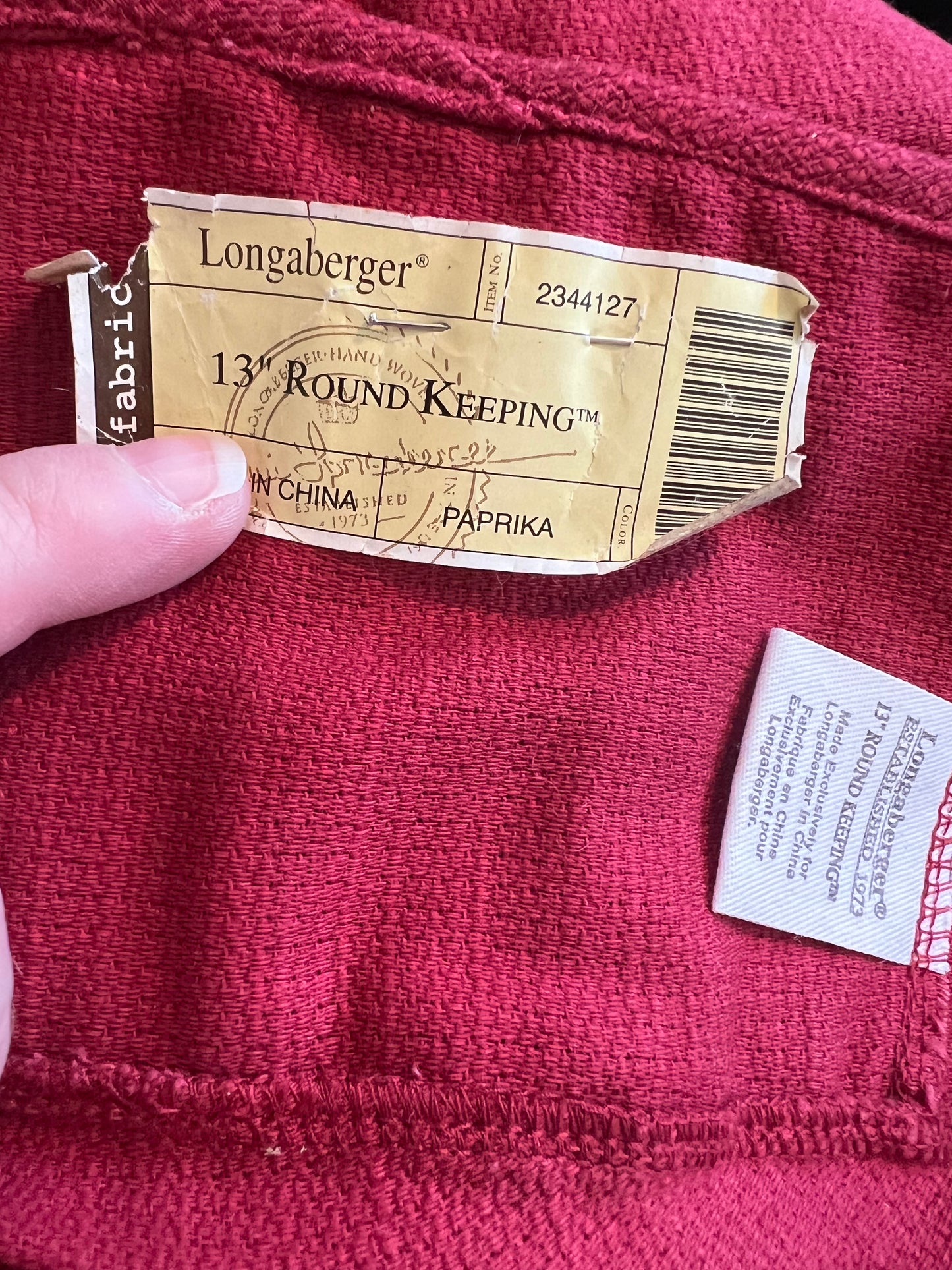 Longaberger 13” round keeping liner in paprika