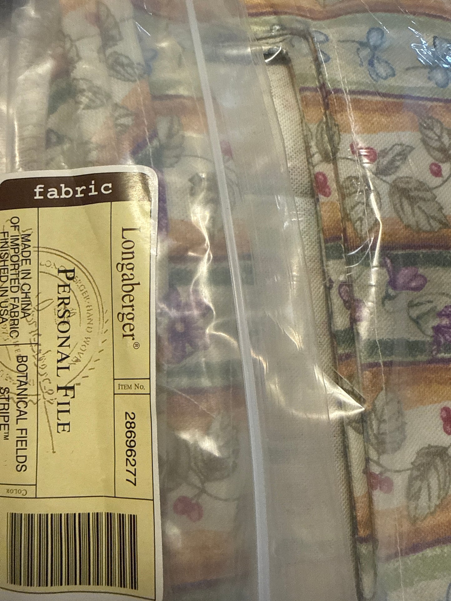 Longaberger personal file liner in botanical fields stripe