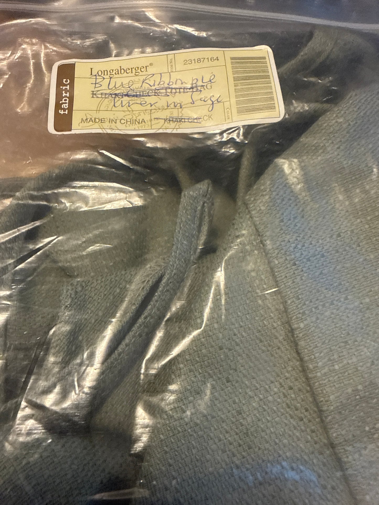 Longaberger blue ribbon pie liner in sage