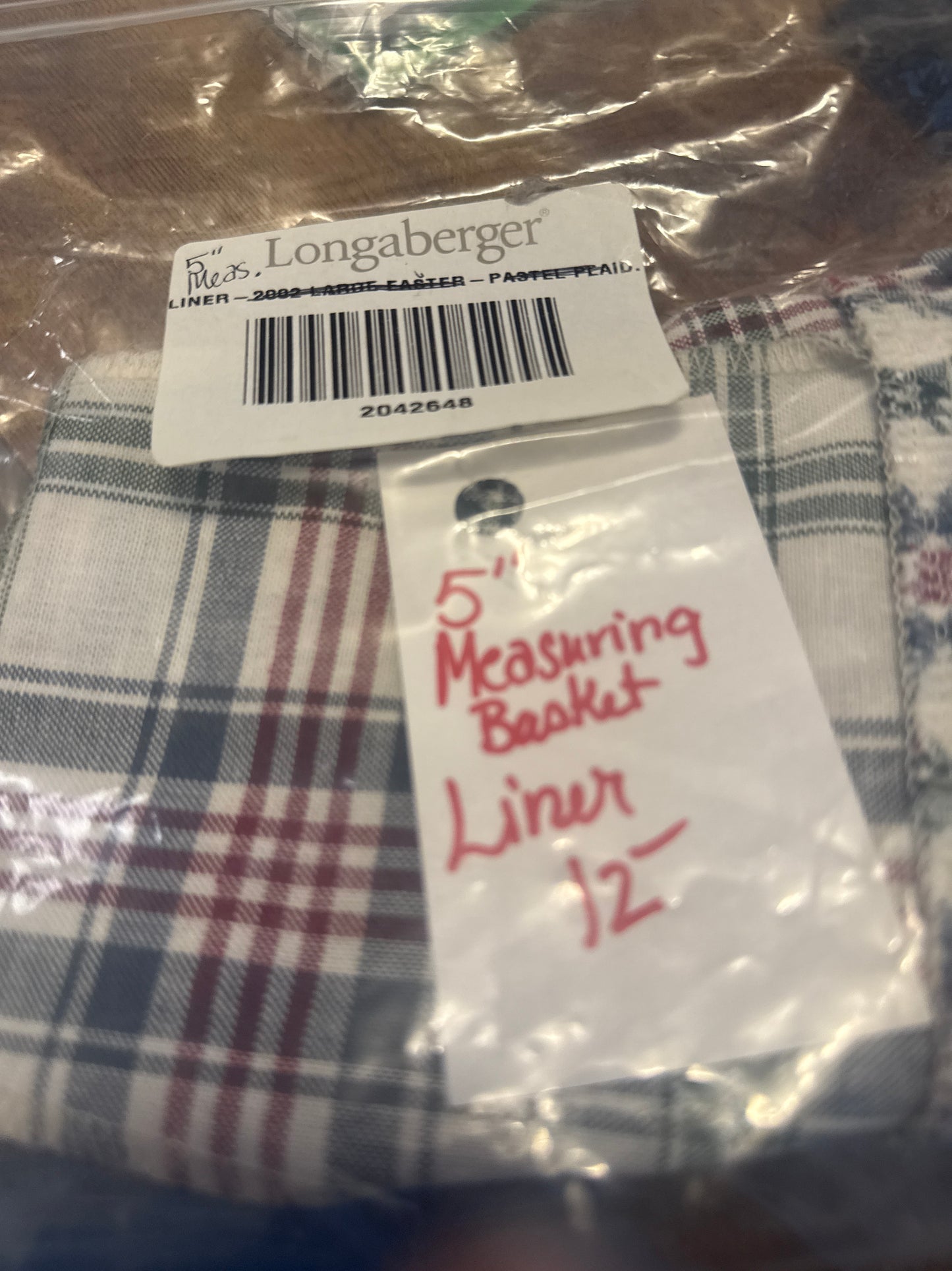 Longaberger 5” measuring liner in market day plaid