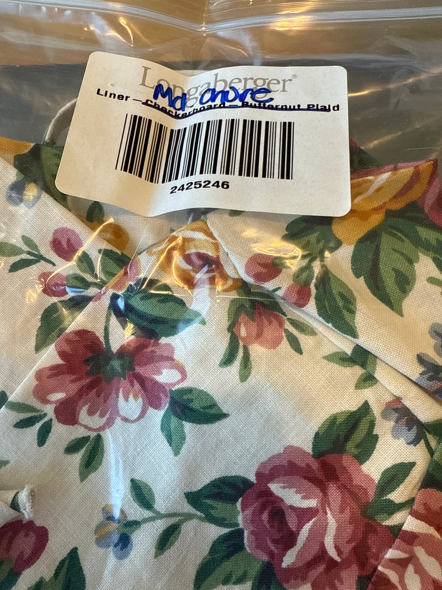 Longaberger medium chore liner in garden splendor