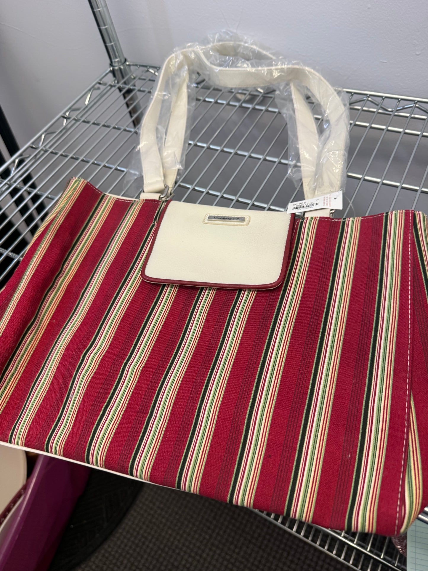 Longaberger holiday stripe large purse