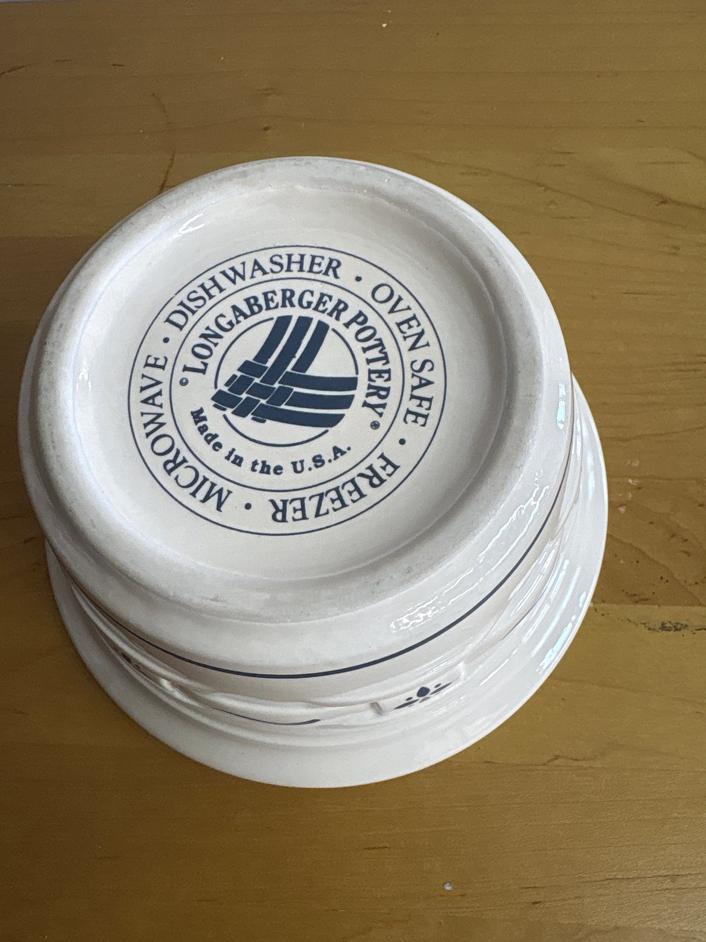 Longaberger Small Covered Dish in Classic blue bottom only with utensil marks. See photo.