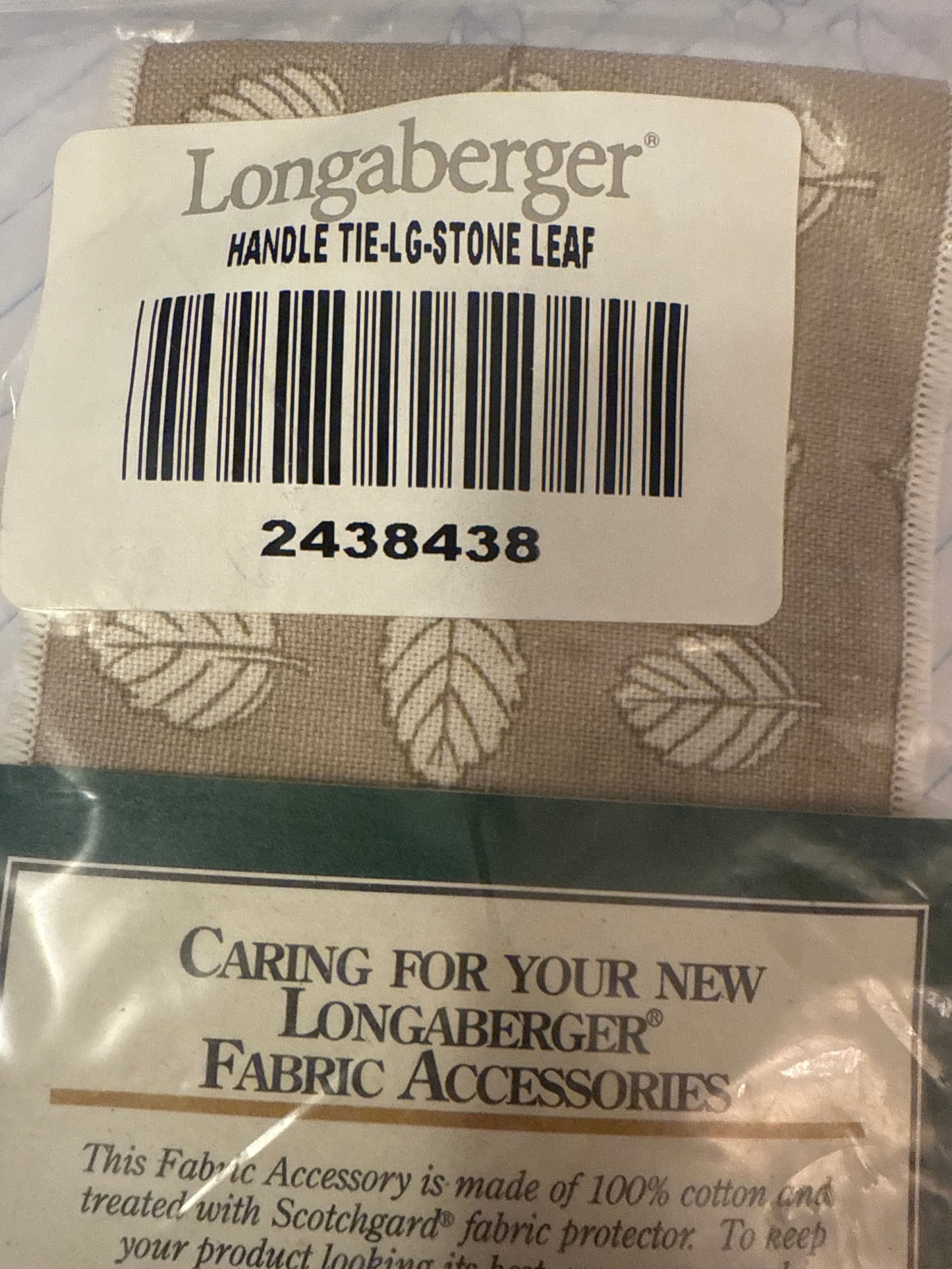 Longaberger large handle tie in stone leaf
