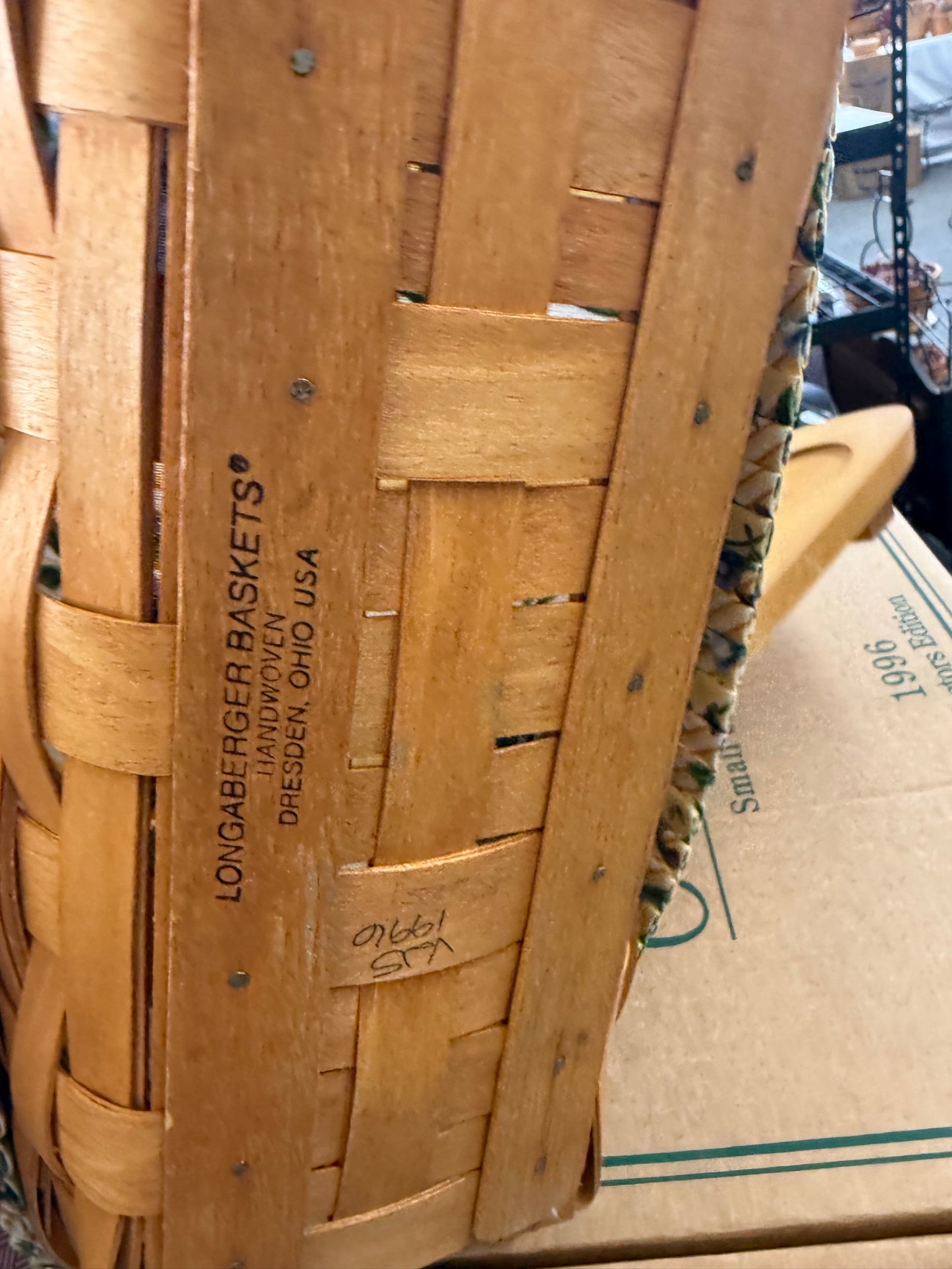 Longaberger flower pot basket with liner, protector, and flower pot wooden insert