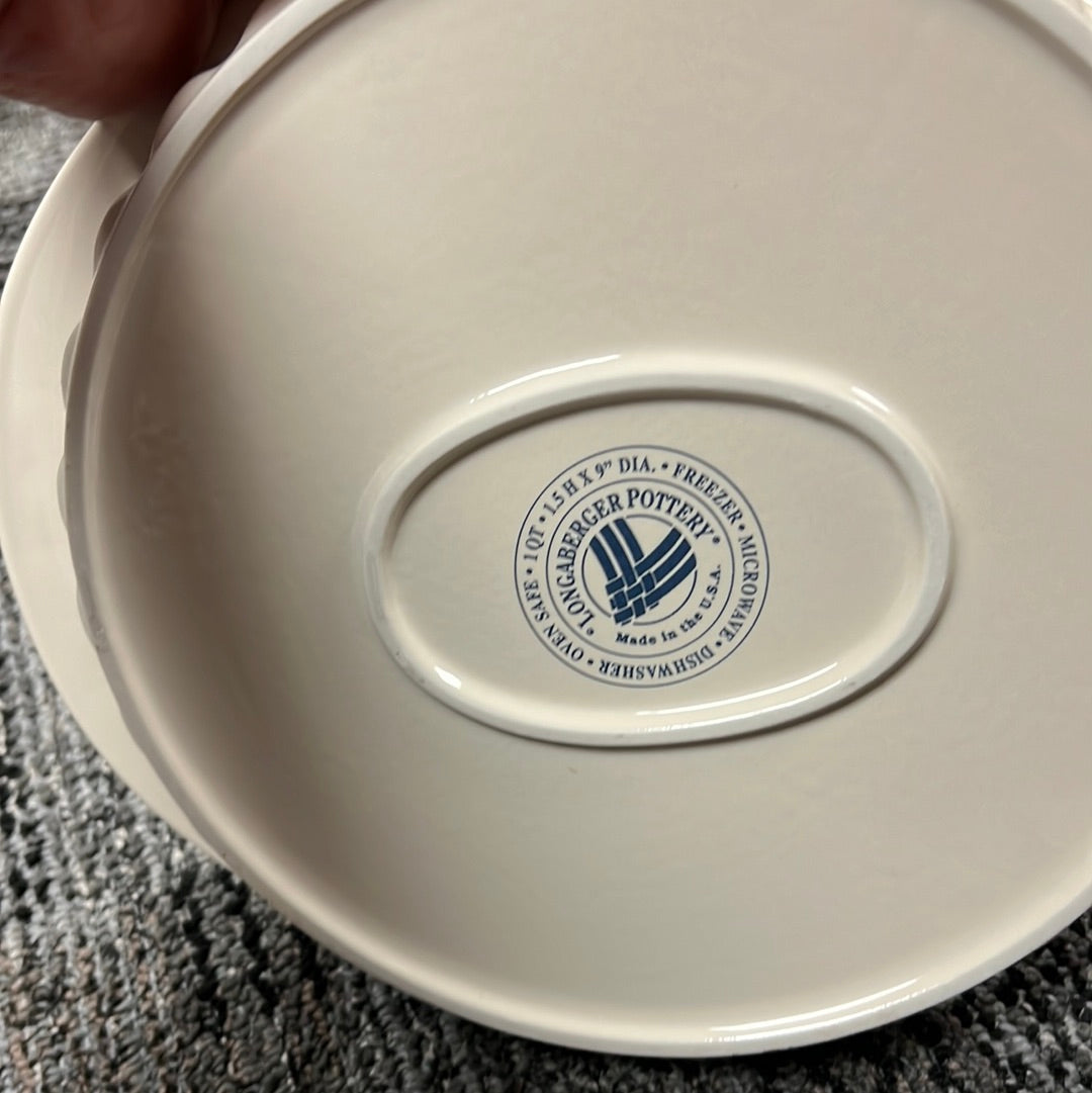 Longaberger quiche pan in classic blue