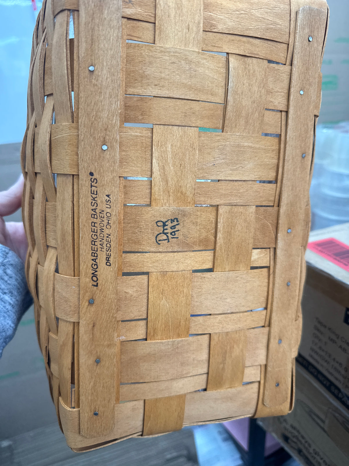 Longaberger small market basket with protector