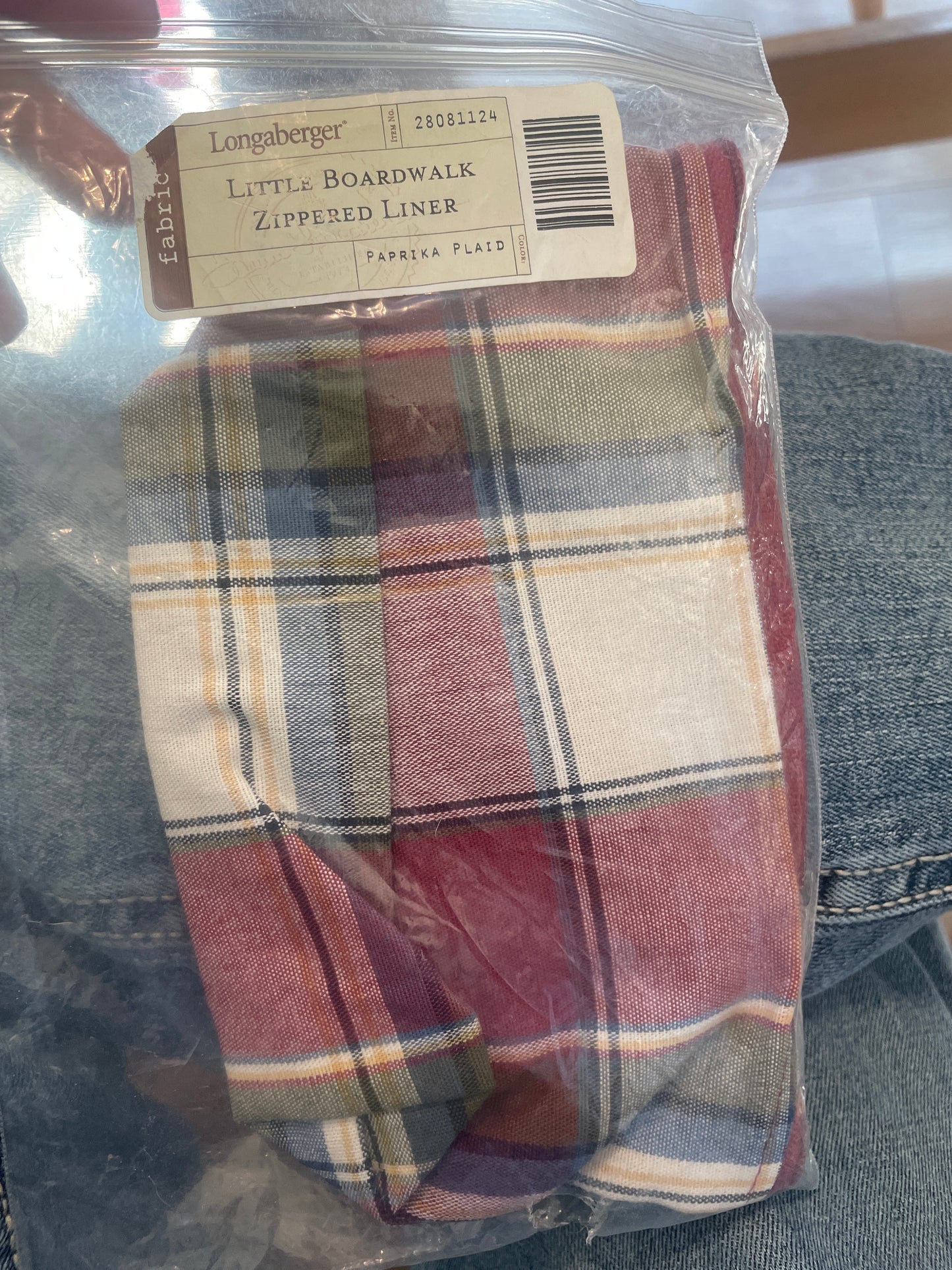 Little boardwalk zippered liner in paprika plaid