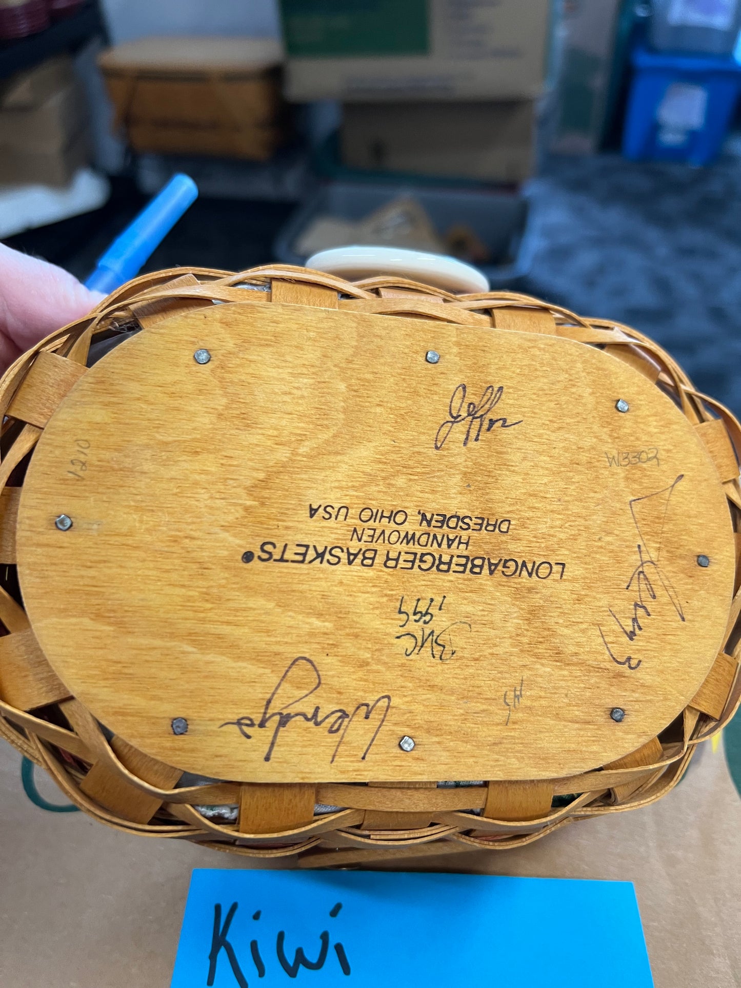 Longaberger tea for 2 basket with liner, protector & tie on