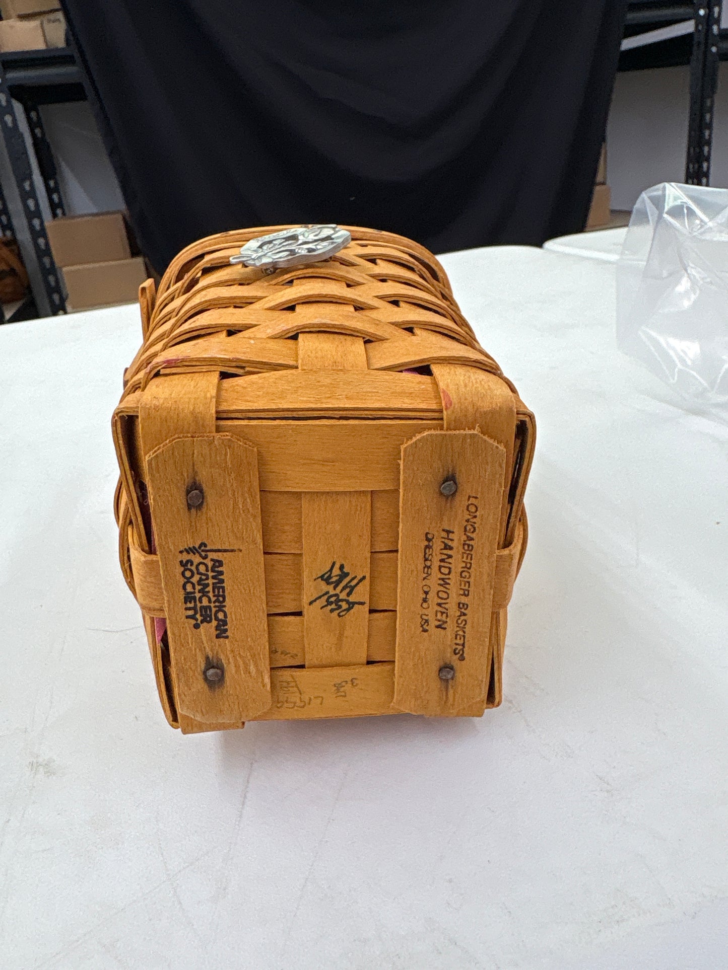 Longaberger 1998 Horizon of Hope basket with liner, protector and tie-on