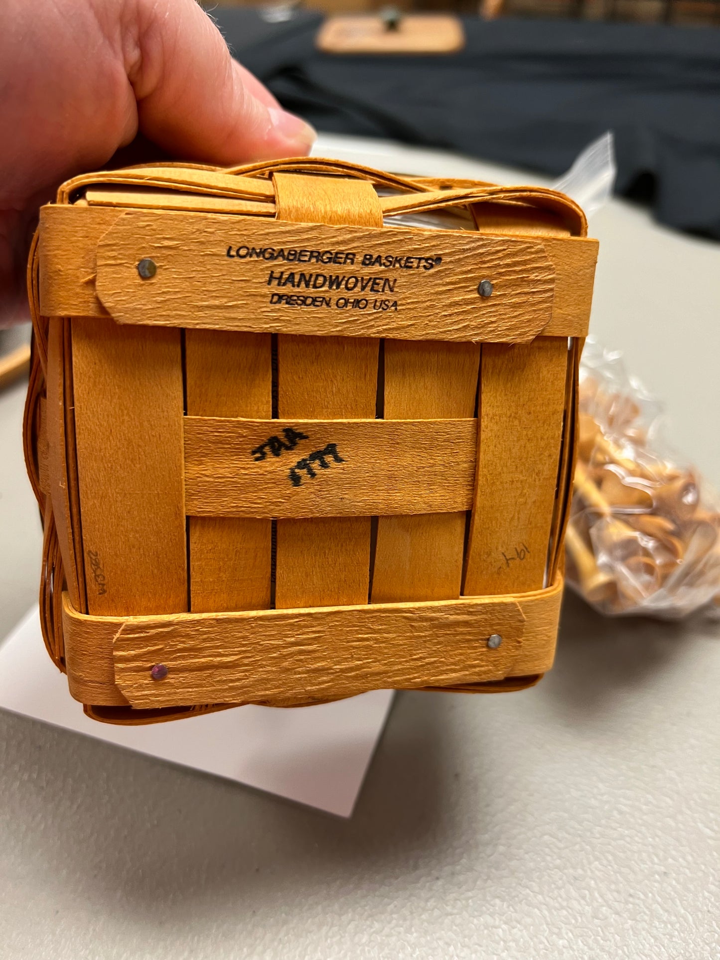 Longaberger tee basket with liner, protector & tees