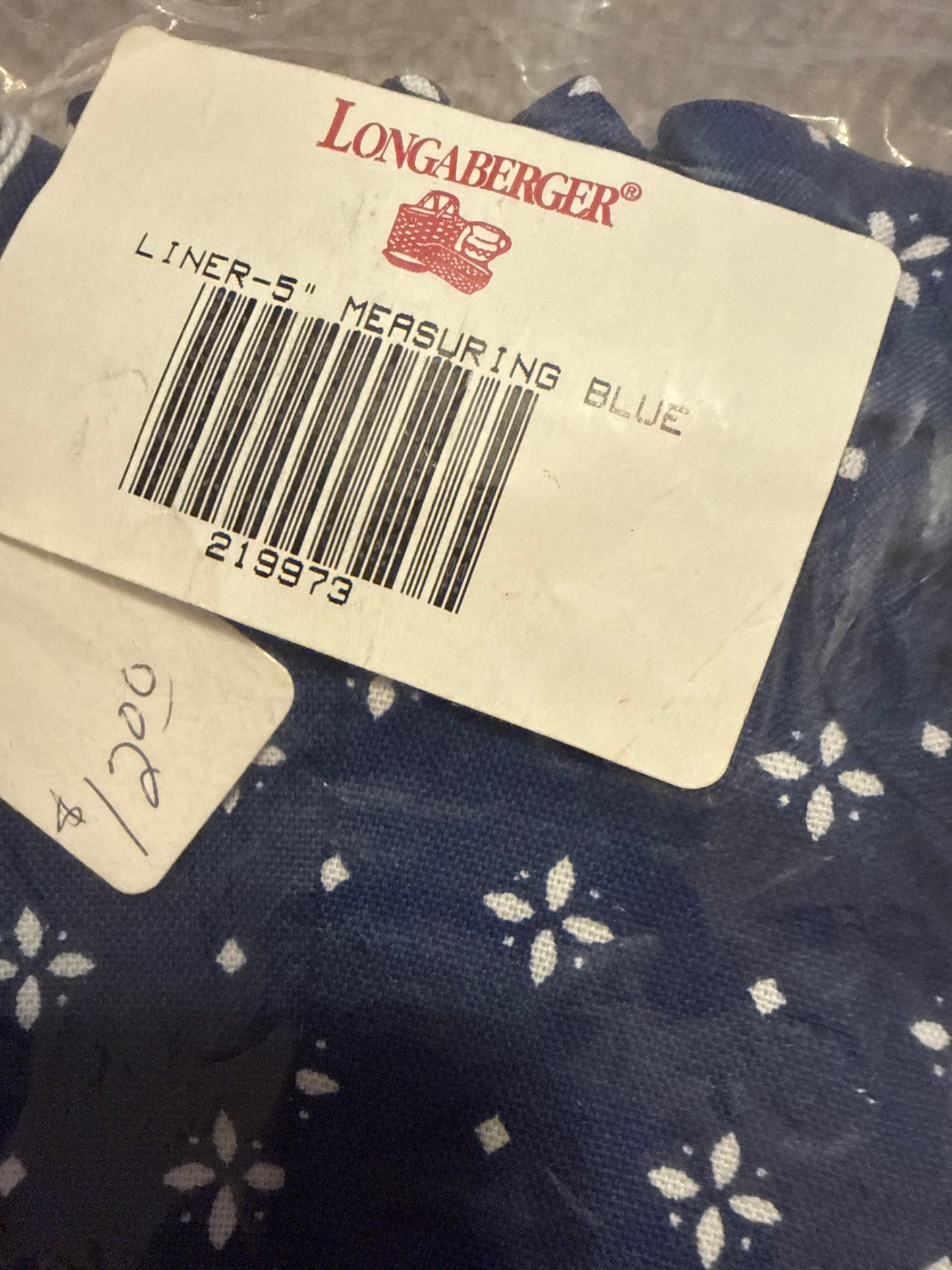 Longaberger 5” measuring liner in classic blue
