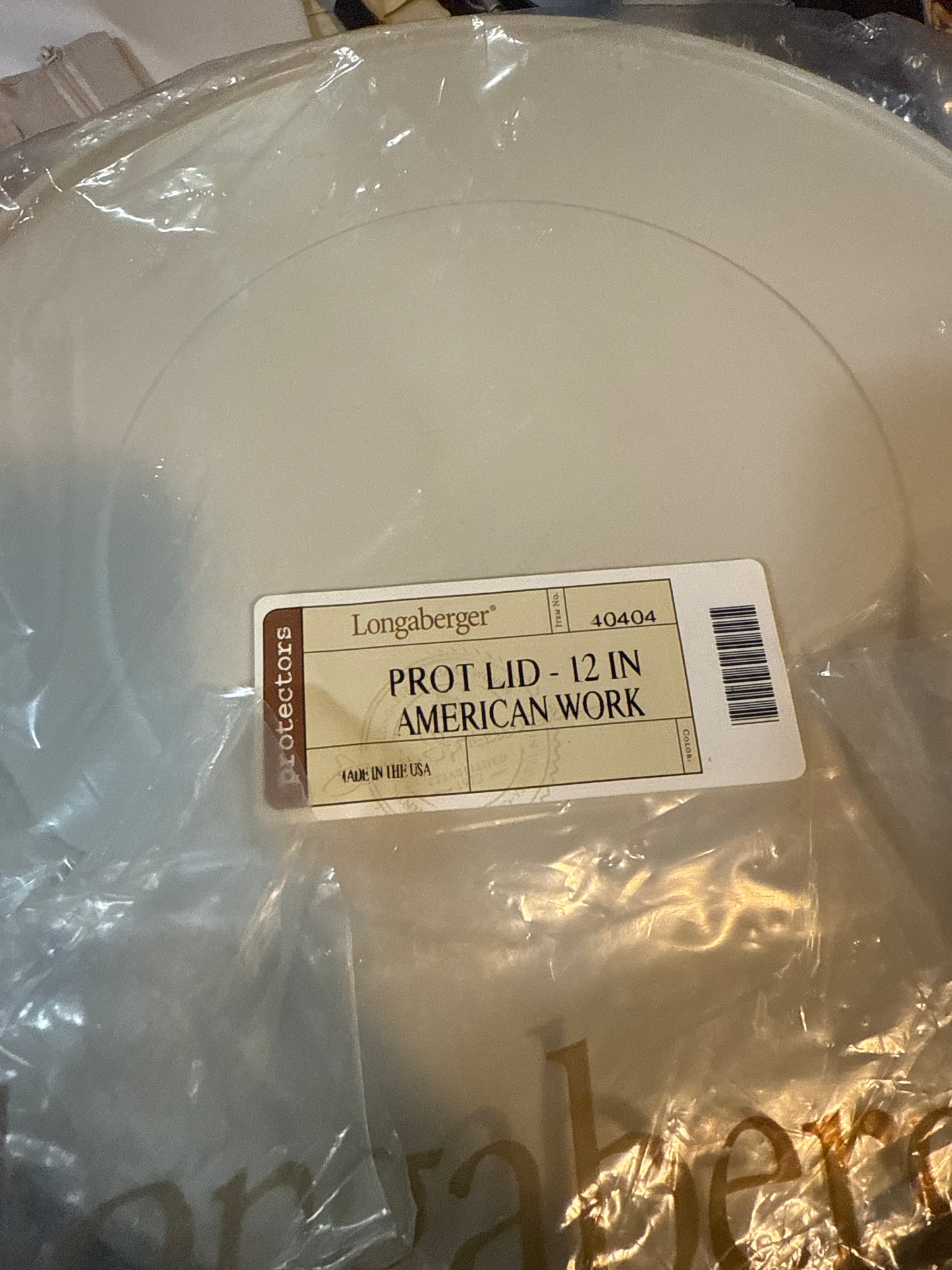 Longaberger 12” protective lid in American work