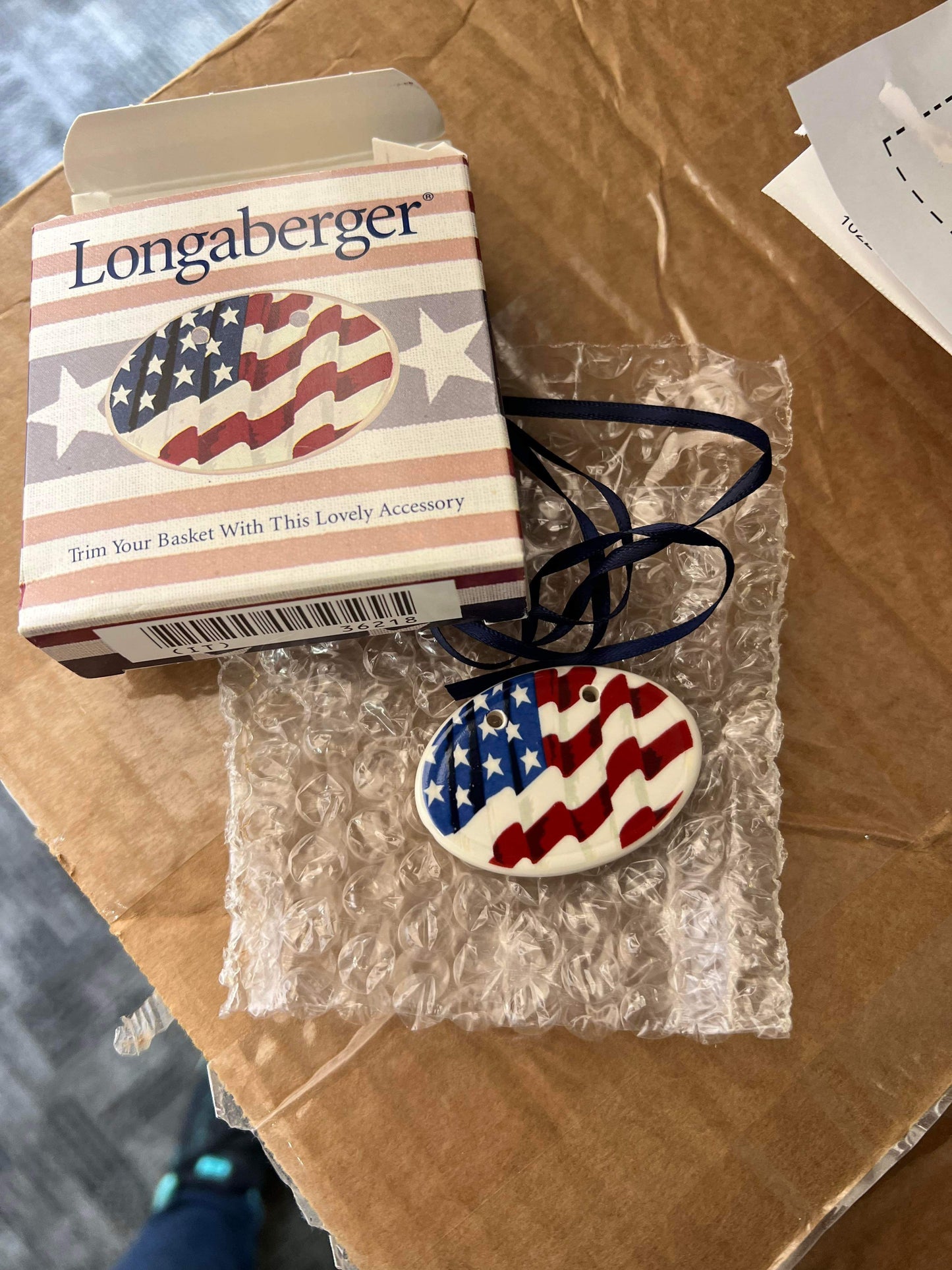 Longaberger Oval Flag Tie On