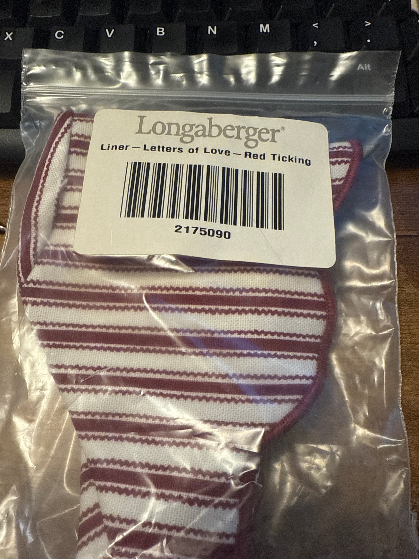 Longaberger letters of love liner in red ticking