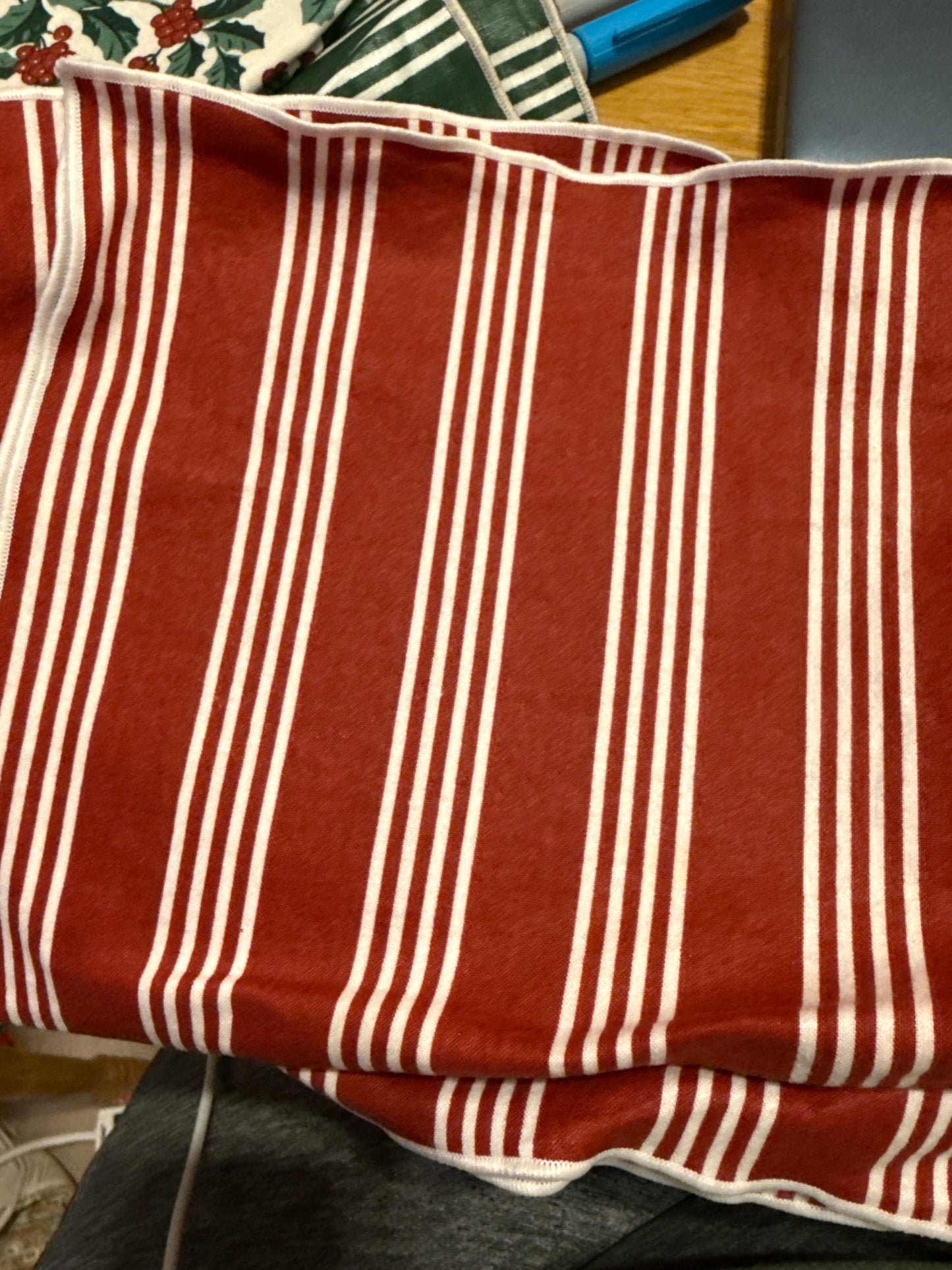 Longaberger 18x18 fabric square in berry red stripe