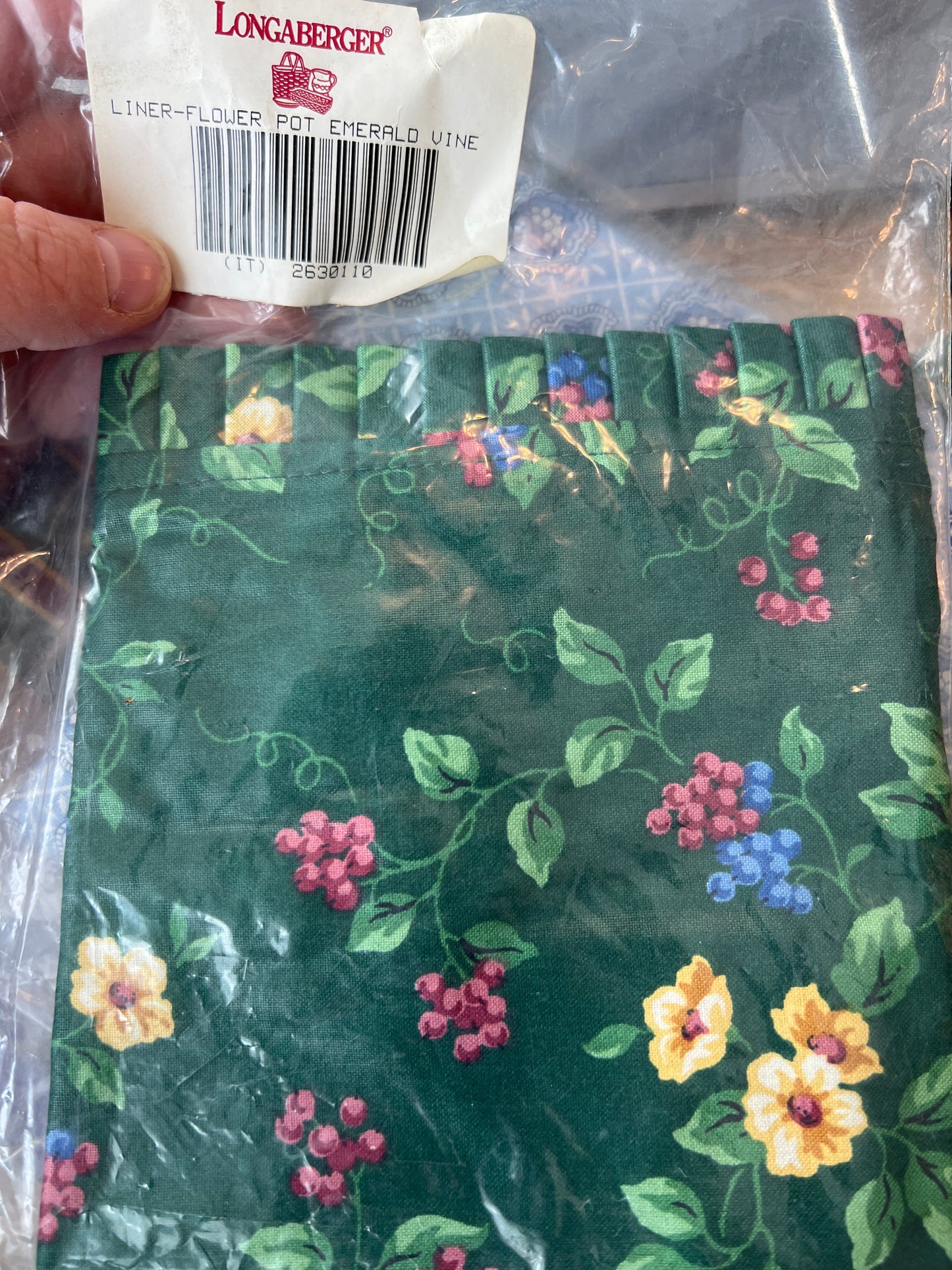 Longaberger flower pot liner in emerald vine