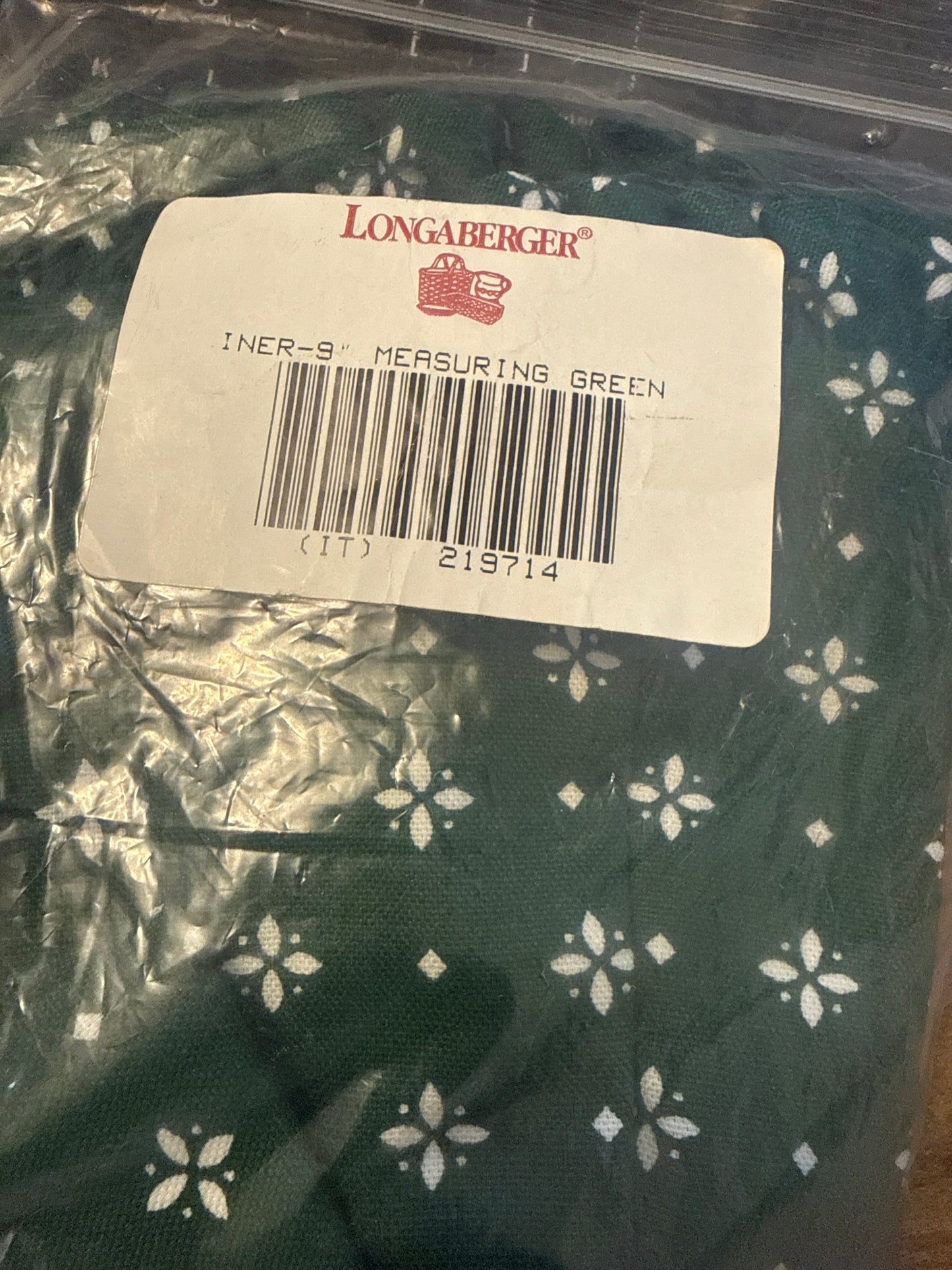 Longaberger 9” measuring liner in heritage green