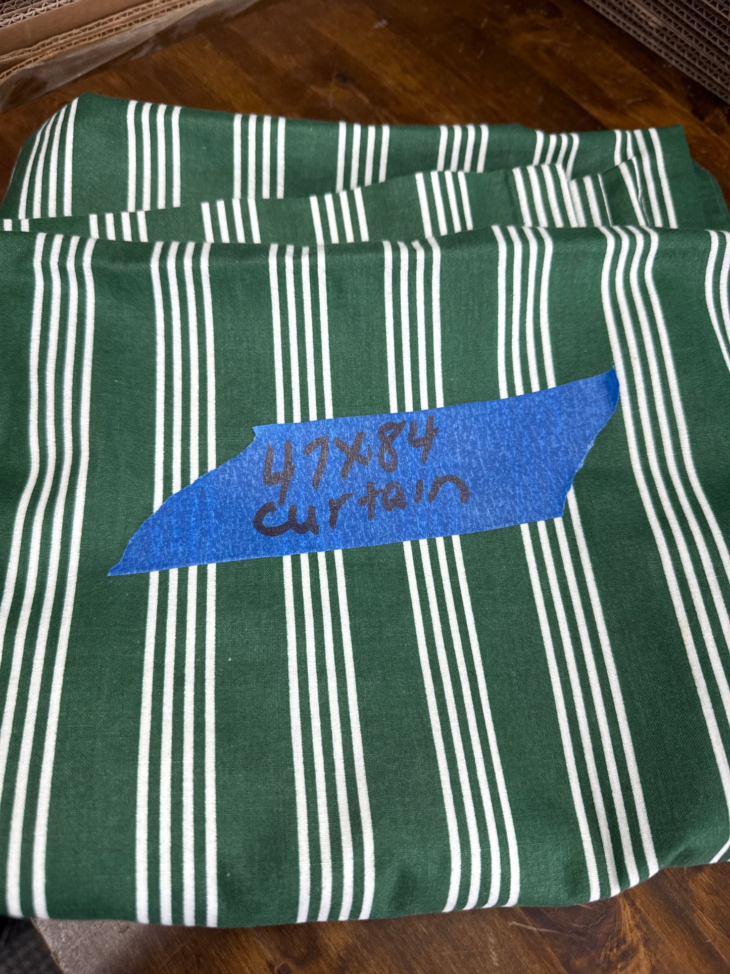 Longaberger curtain in hunter green stripe 47x84 (single layer)