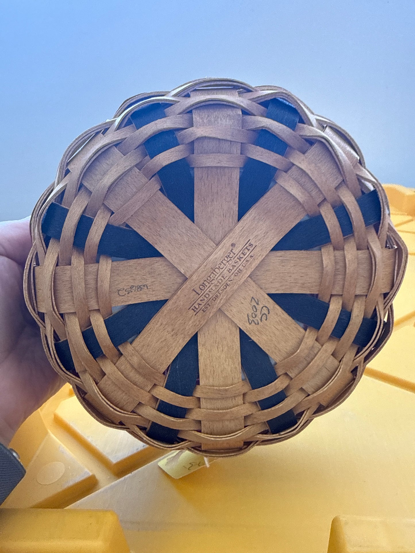 Longaberger proudly American button basket with liner and protector