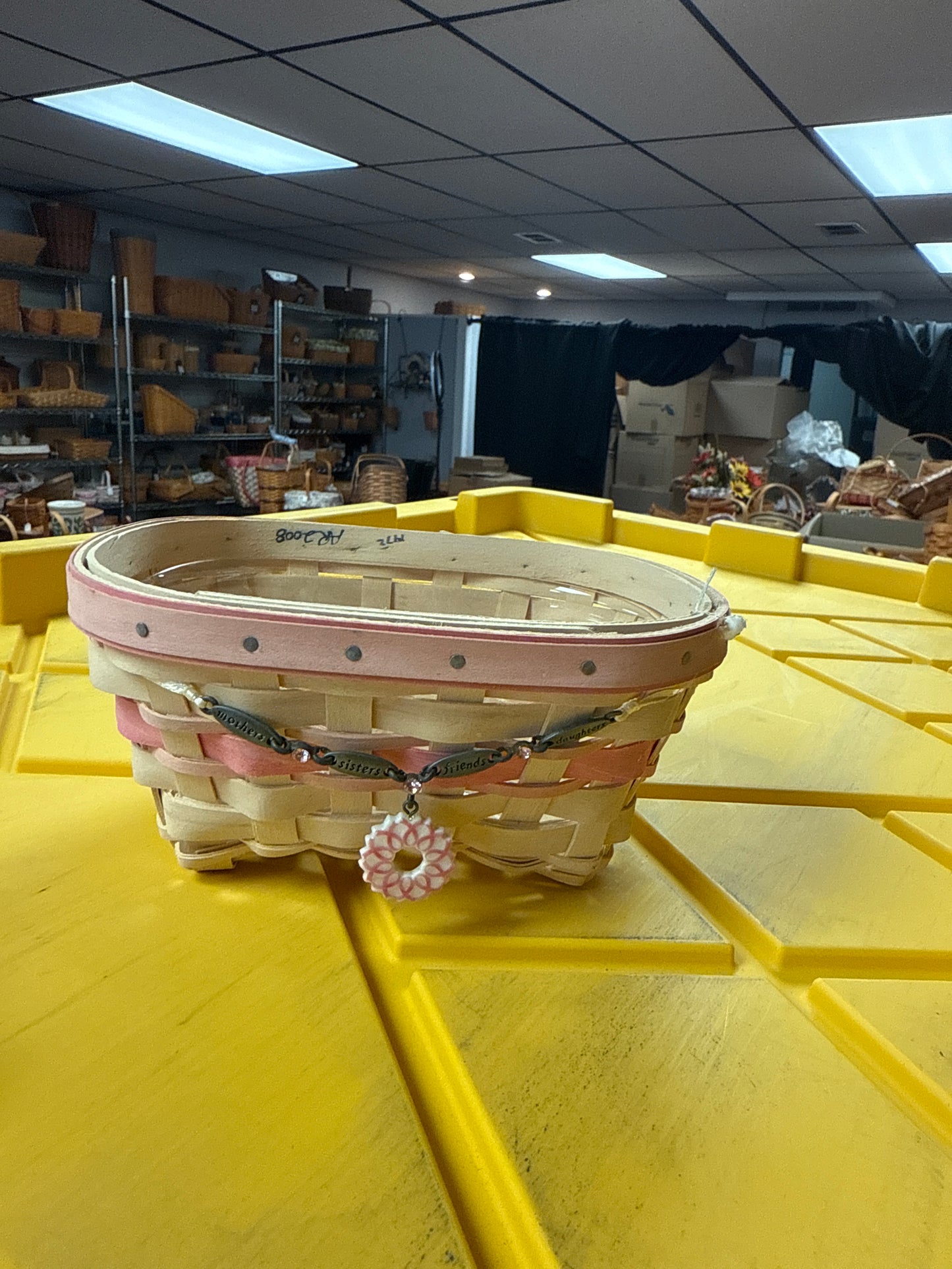 Longaberger 2008 horizon of hope basket with protector and tie on