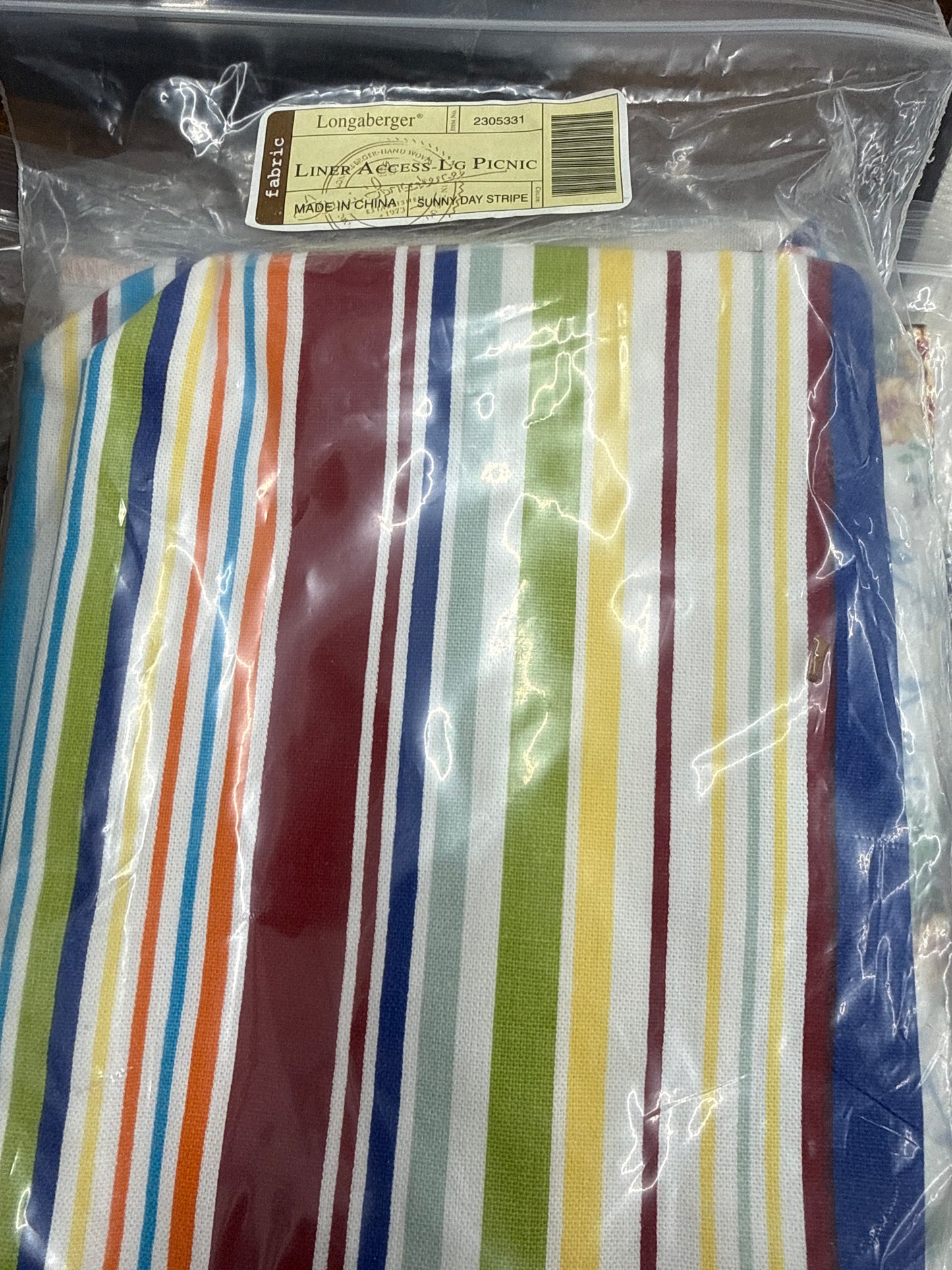 Longaberger liner access large picnic in sunny day stripe