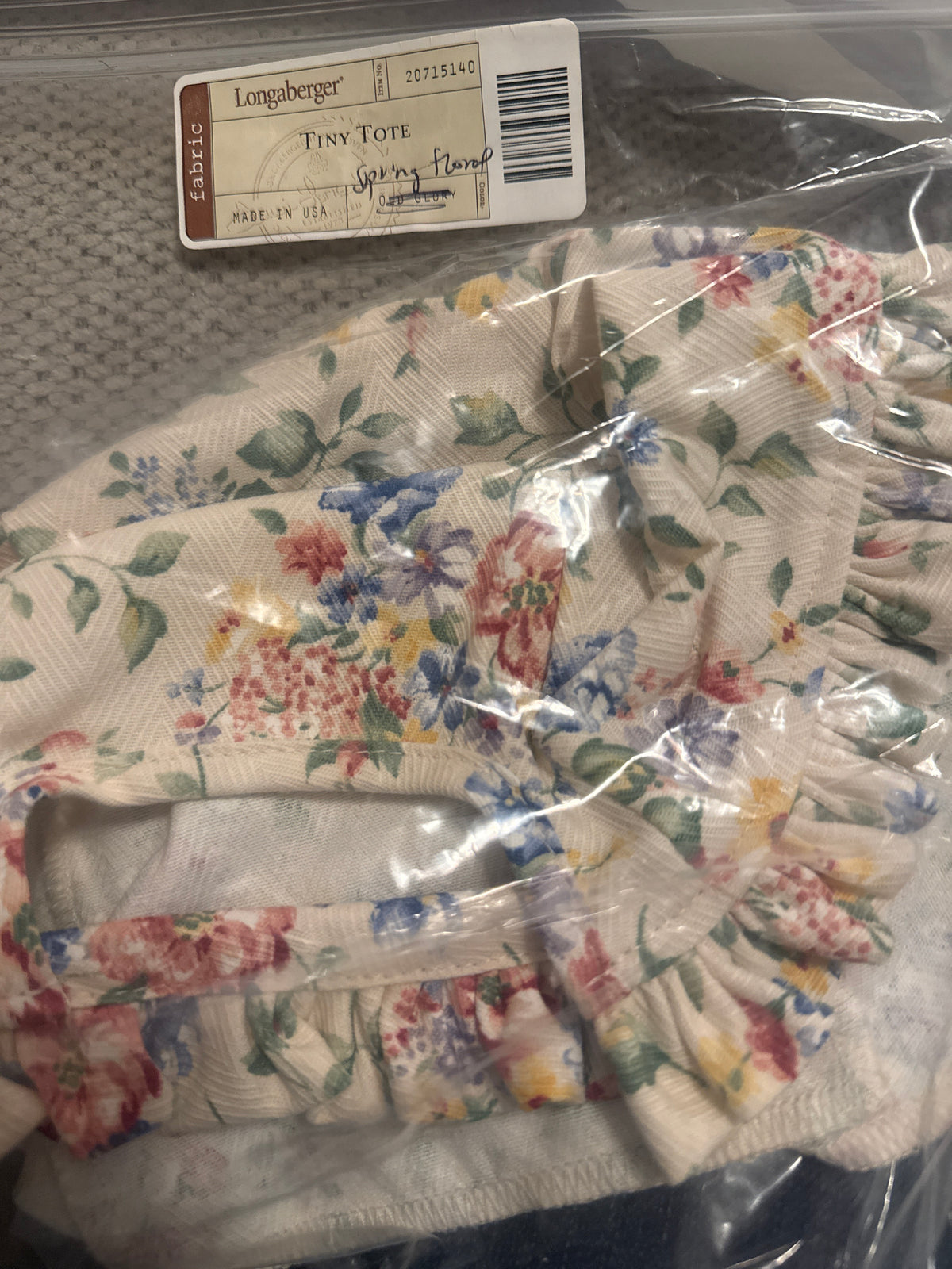 Longaberger tiny tote liner in spring floral