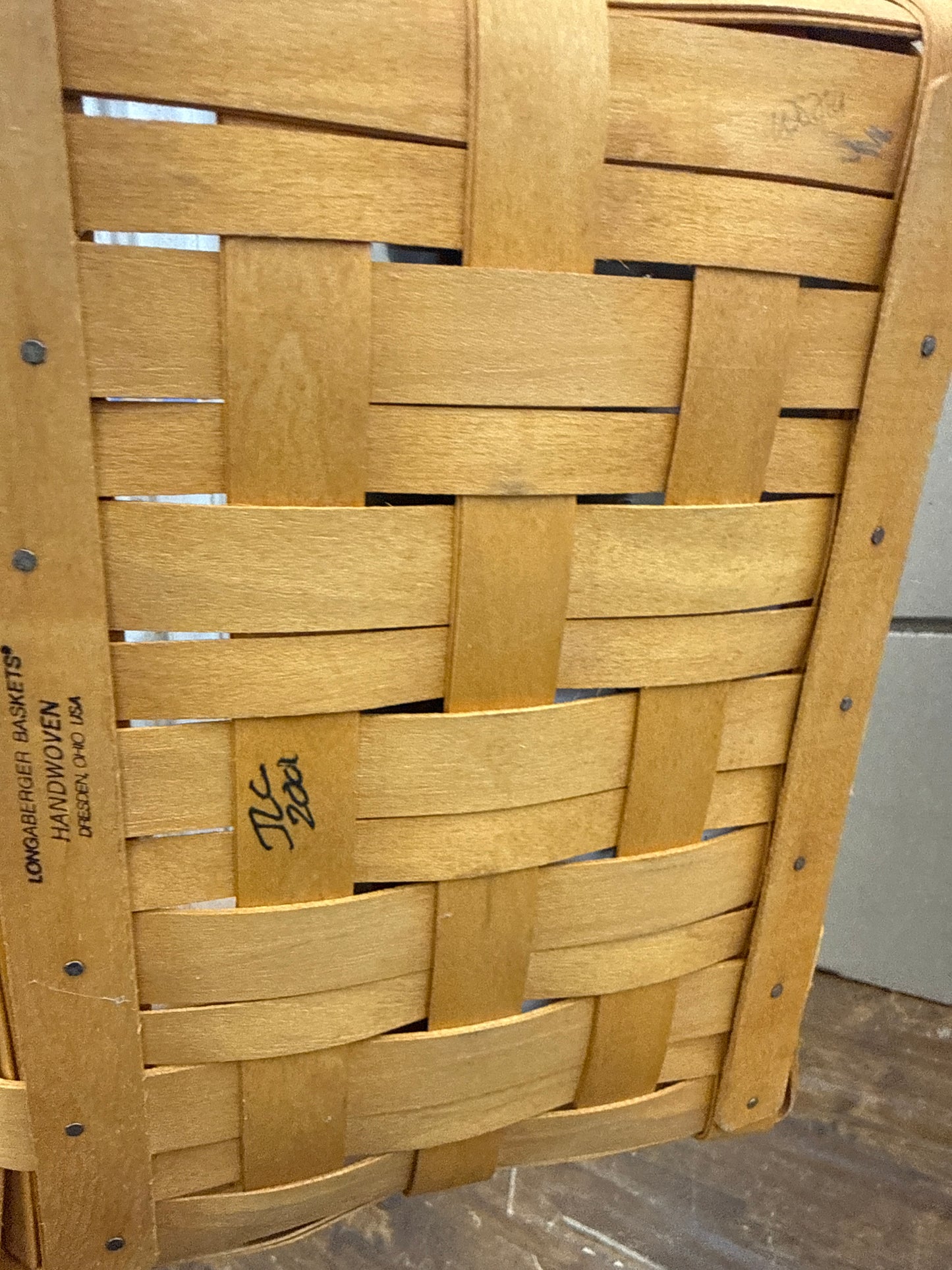 Longaberger card file basket with liner, cards and protector
