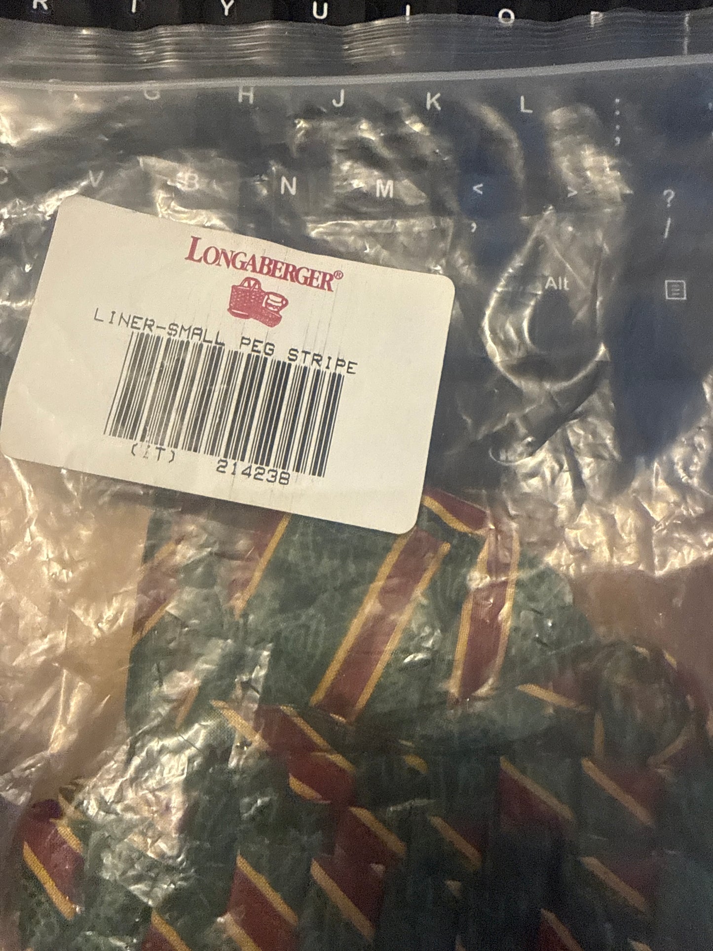 Longaberger small peg liner in imperial stripe