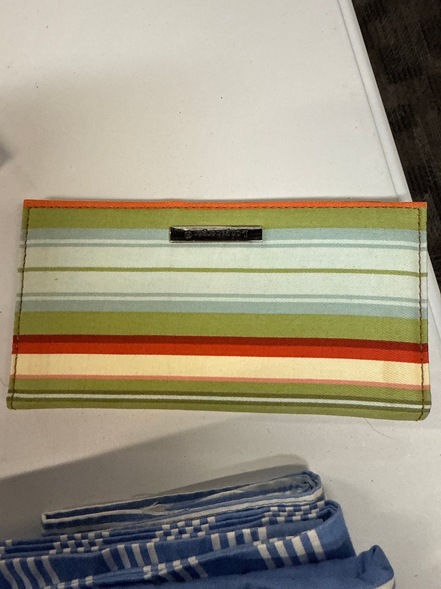 Longaberger checkbook cover in sunny day stripe