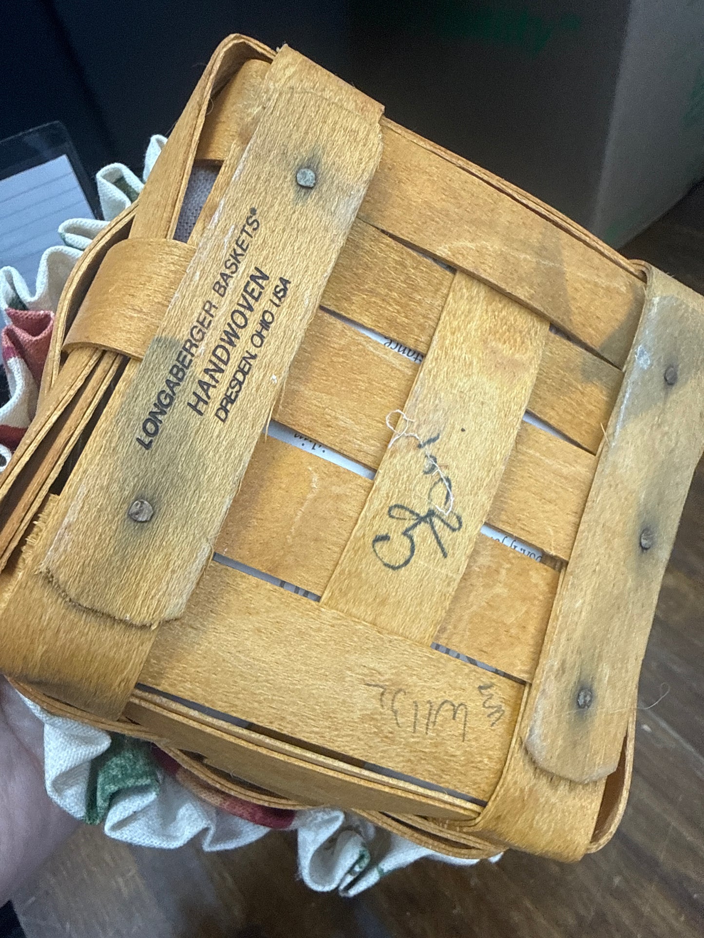 Longaberger teaspoon basket with liner and protector