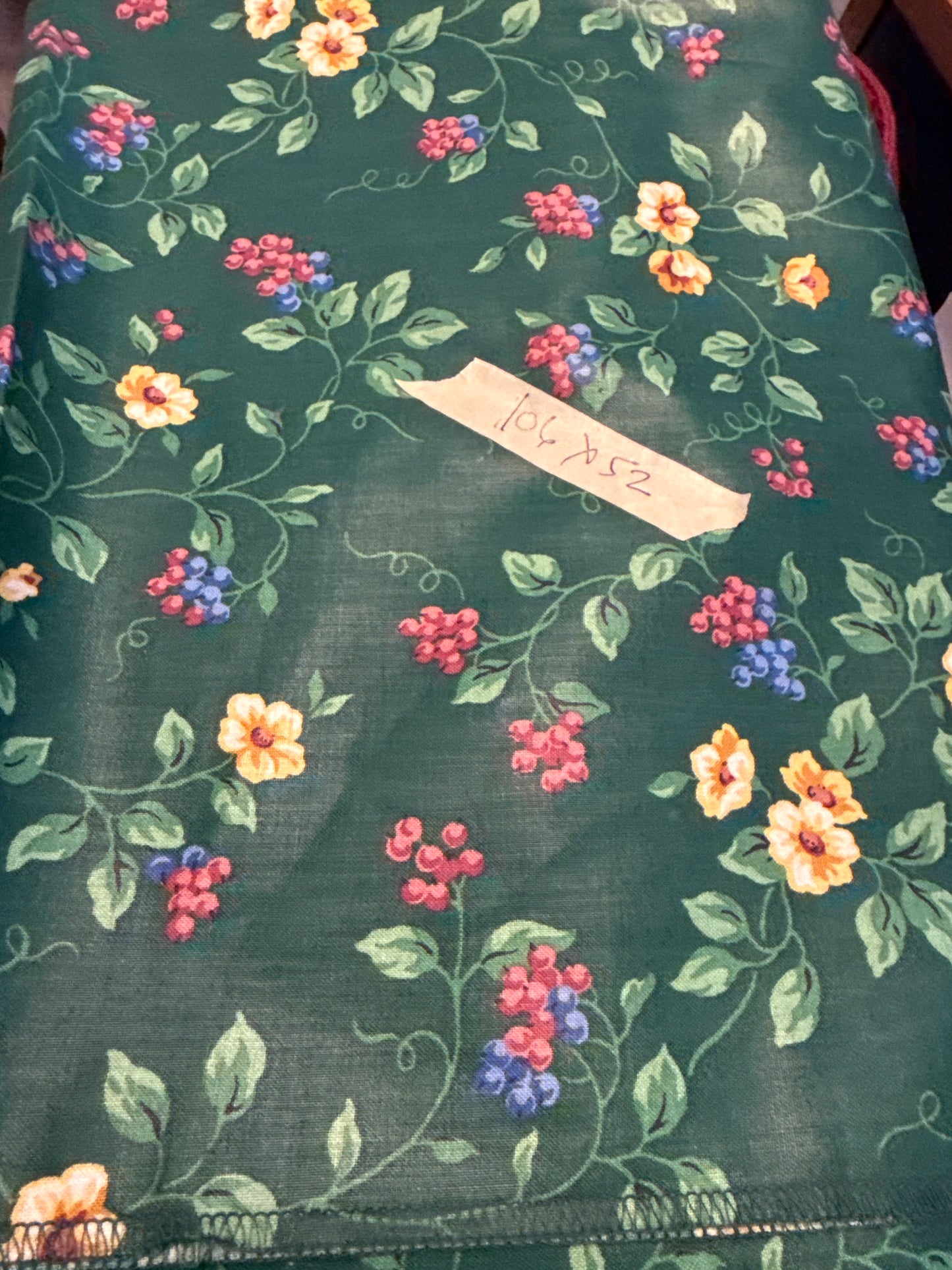 Longaberger 106”x52” fabric in Emerald vine